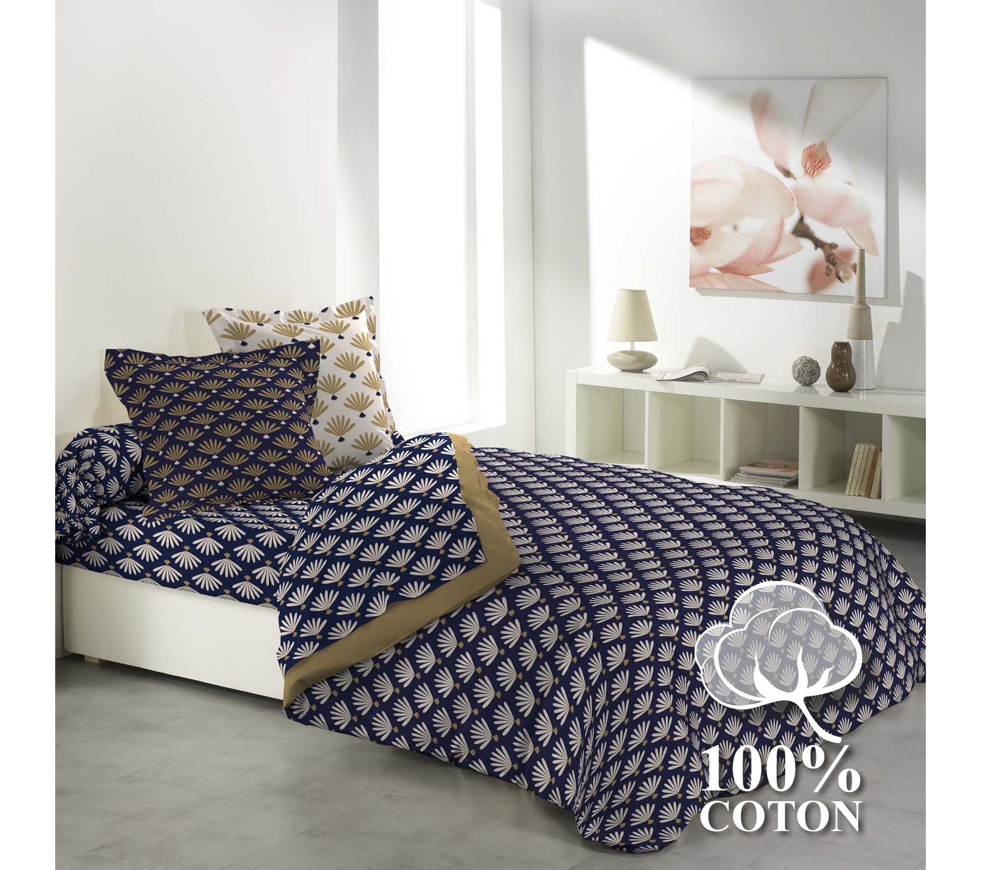 Parure De Couette Imprimée Art Déco 6 Pièces - 240 X 220 Cm - Bleu