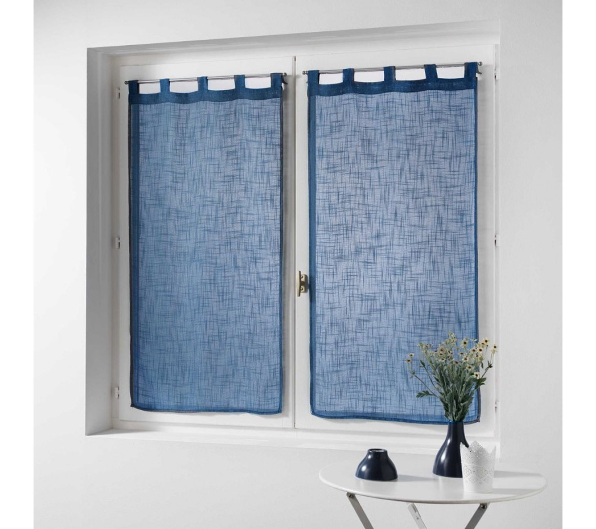 Paire De Voilages "haltona" 60x160 cm Bleu Voilage BUT