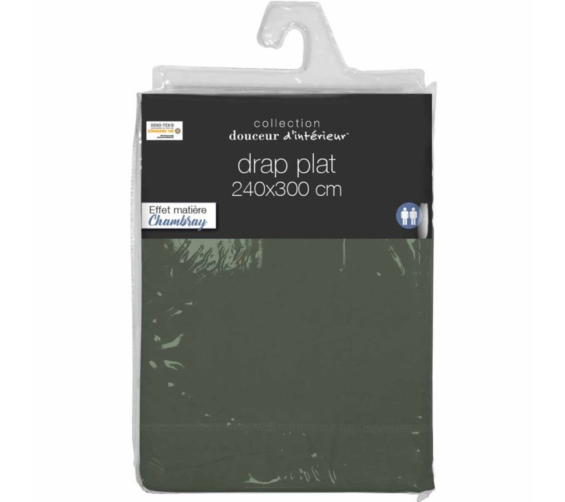 drap plat 2 personnes 240 x 300 cm actually kaki