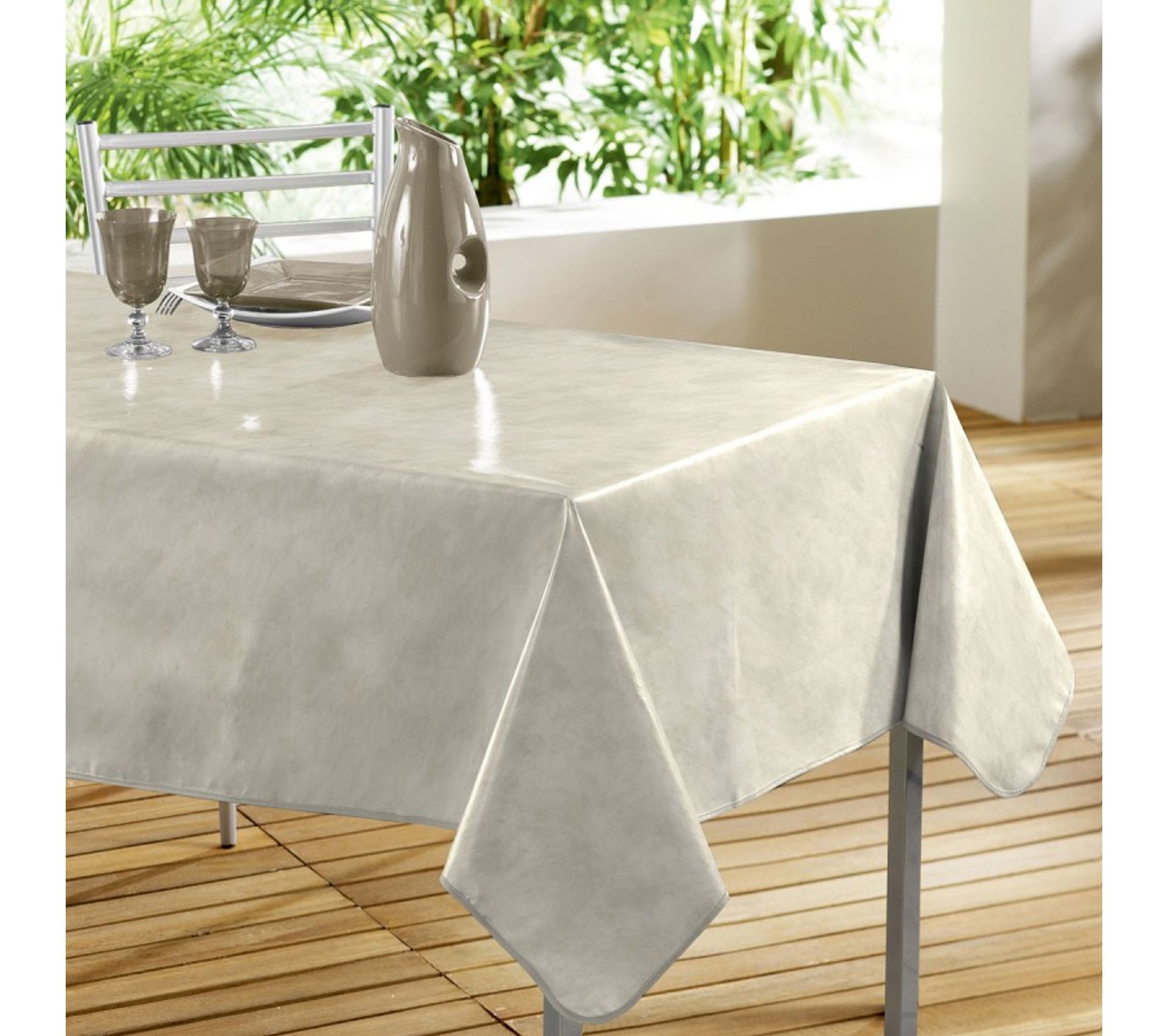 Nappe Toile cir/ée au m/ètre Faux Beton beige