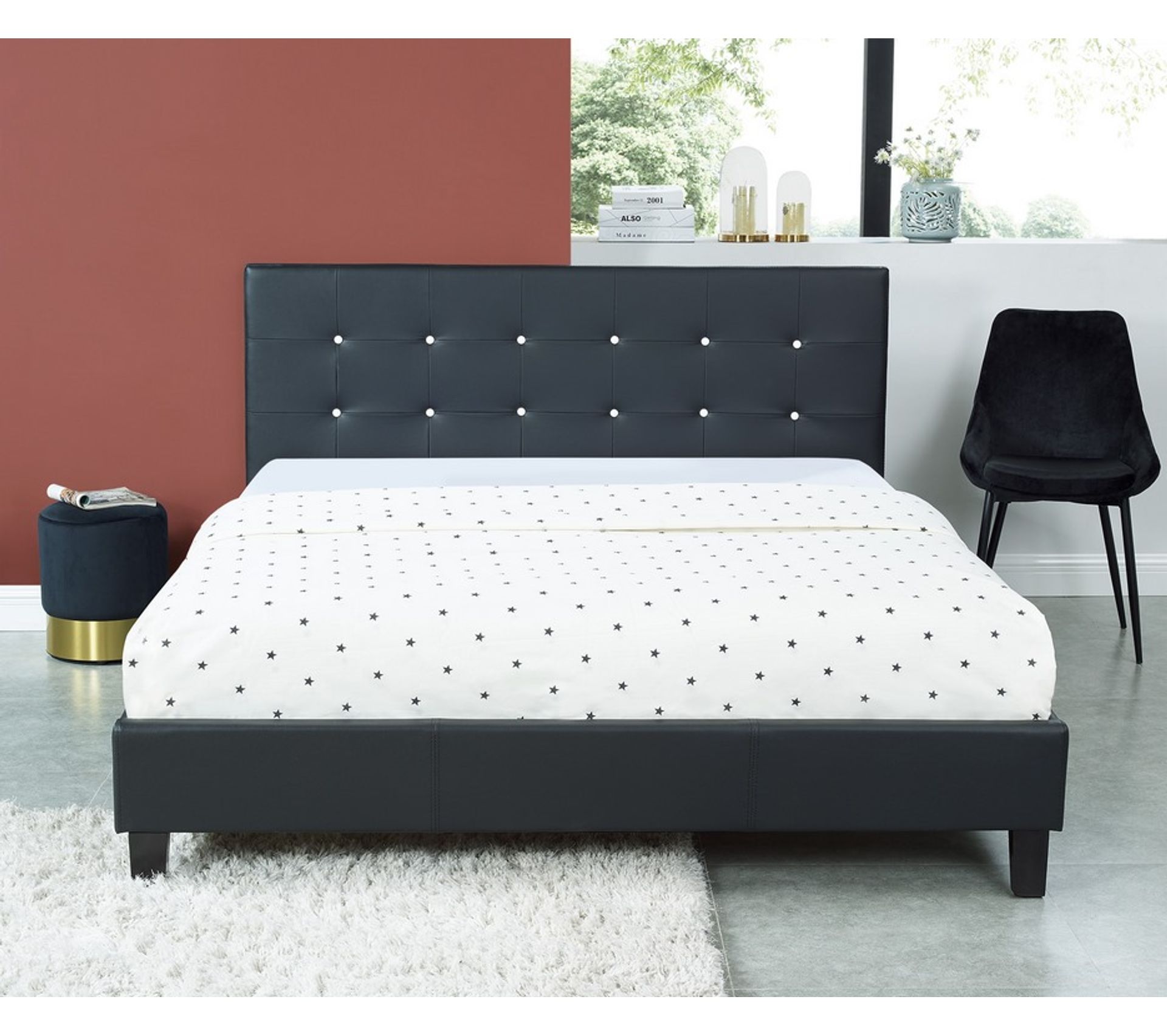 Lit Double 160 Cm Kim Noir Lit BUT