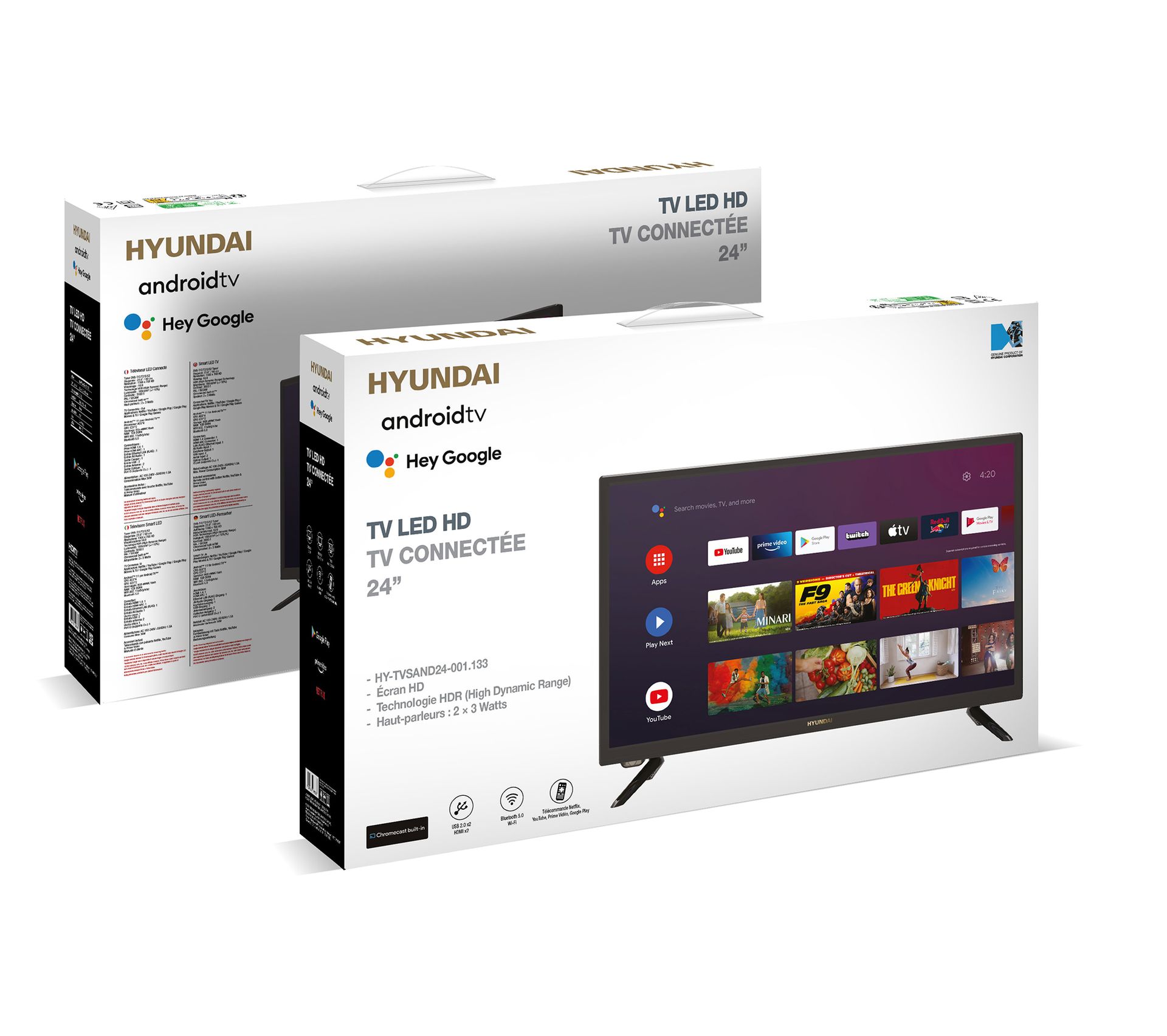 TV LED 24" (60 cm) Android Google Assistant Et Netflix HYTVSAND24