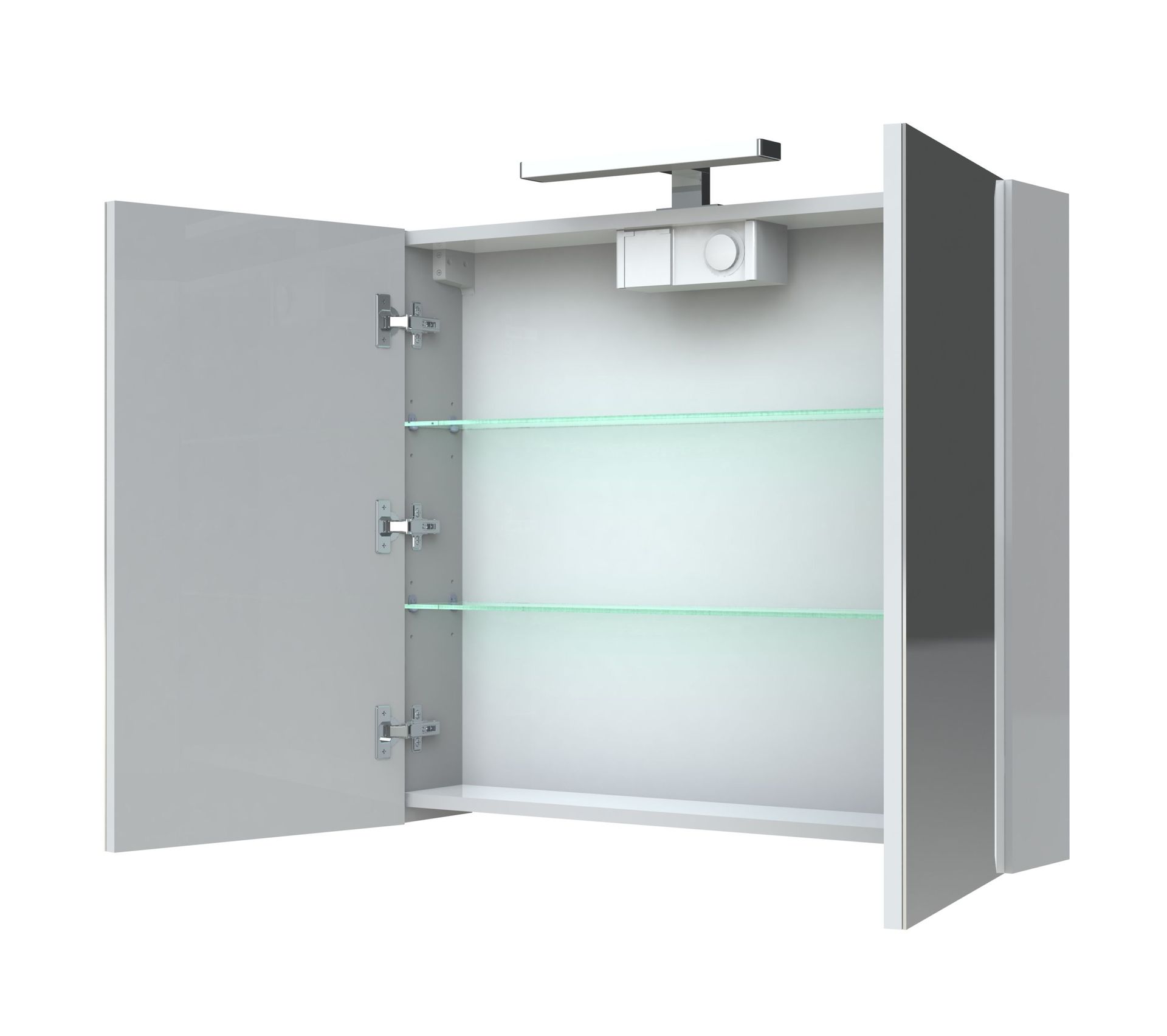 Armoire De Toilette Éclairante 2 Portes Juno L. 80 X H. 75 Cm Blanc