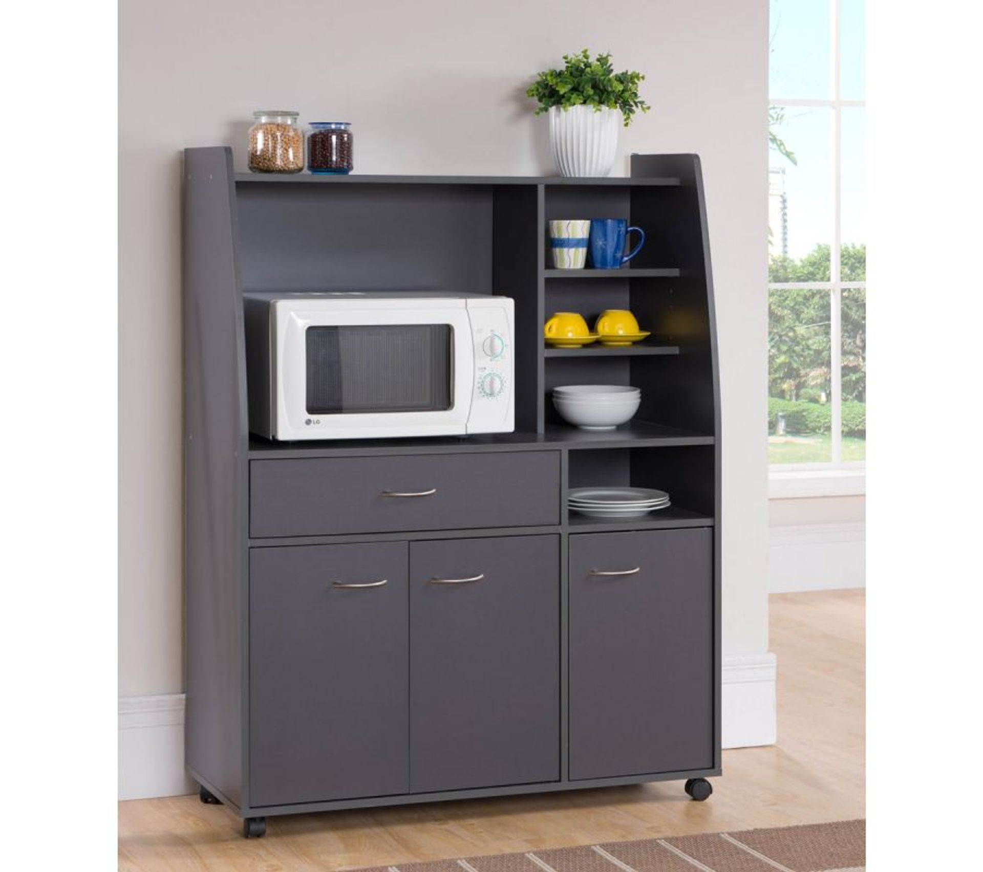 Meuble De Rangement 3 Portes "morin" 100 cm Gris Foncé Desserte BUT