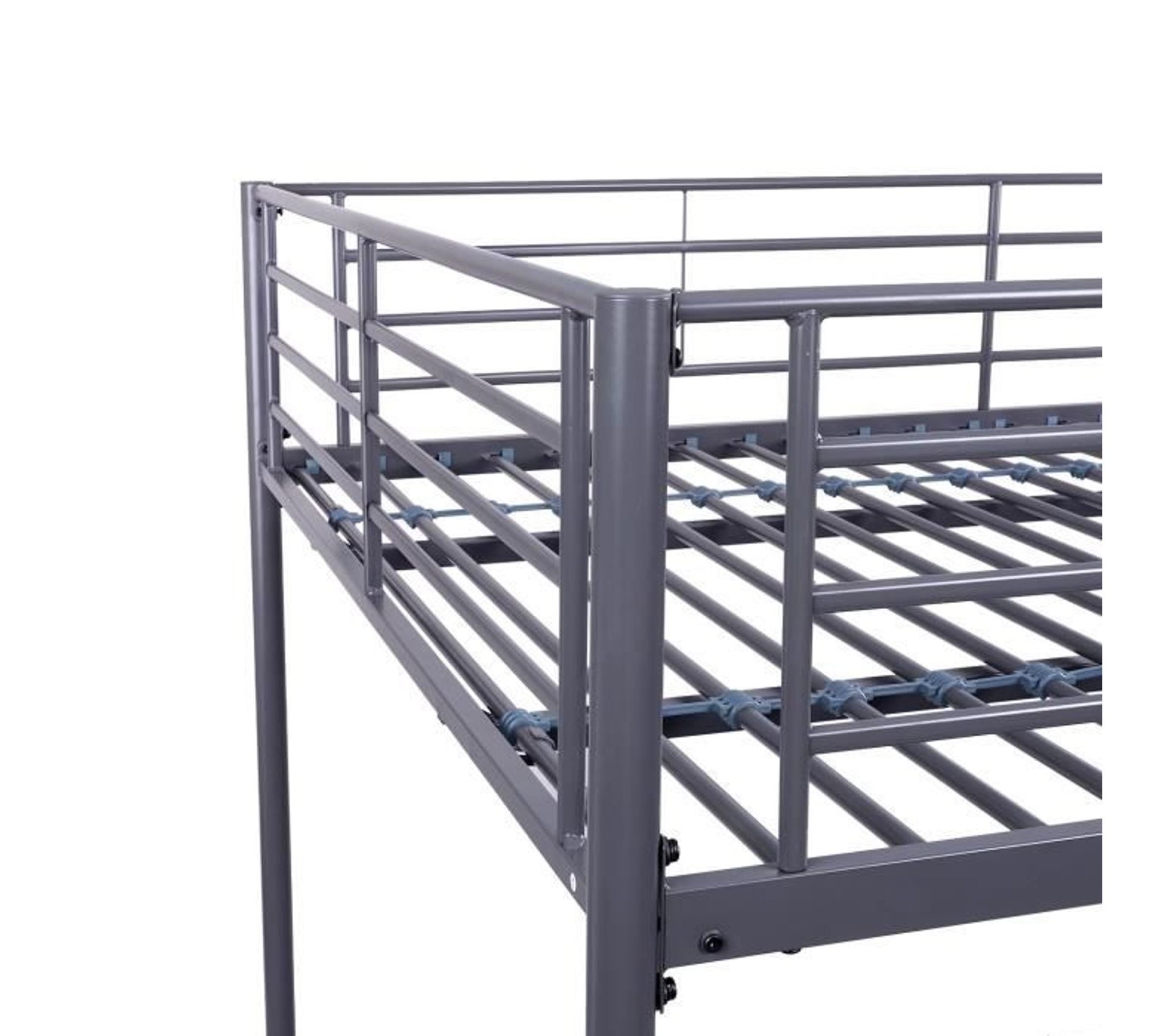 Lit Superposé En Métal 90x200 Cm - 2 Lits Simples, Garde-corps, échelle, Sans Sommier