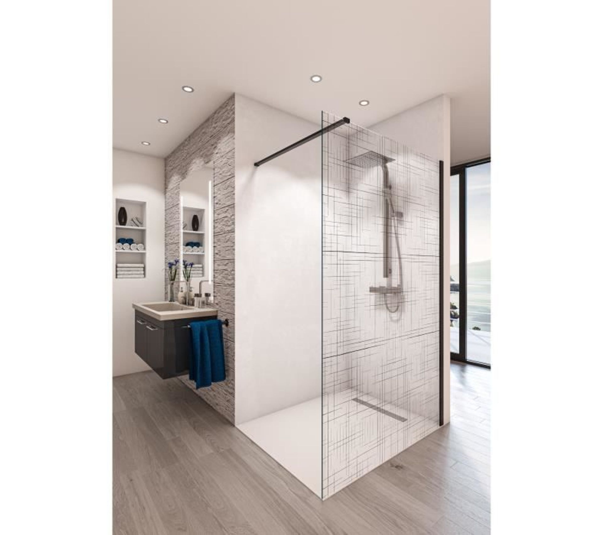 Paroi De Douche En Kit Baleares Reflecto Black Verre Timeless 8 Mm