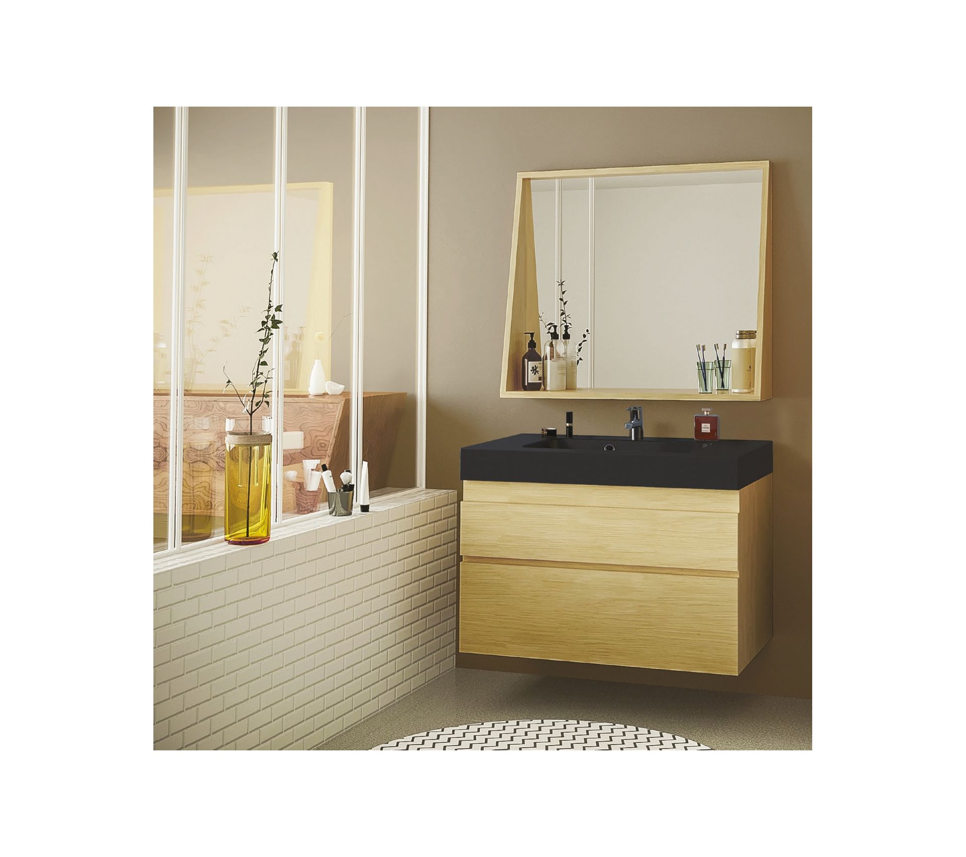 Meuble De Salle De Bain En Chêne Massif 15 Cm - Ensemble Napoli Meuble De Salle De Bain En Chêne Massif 15 Cm - Ensemble Napoli