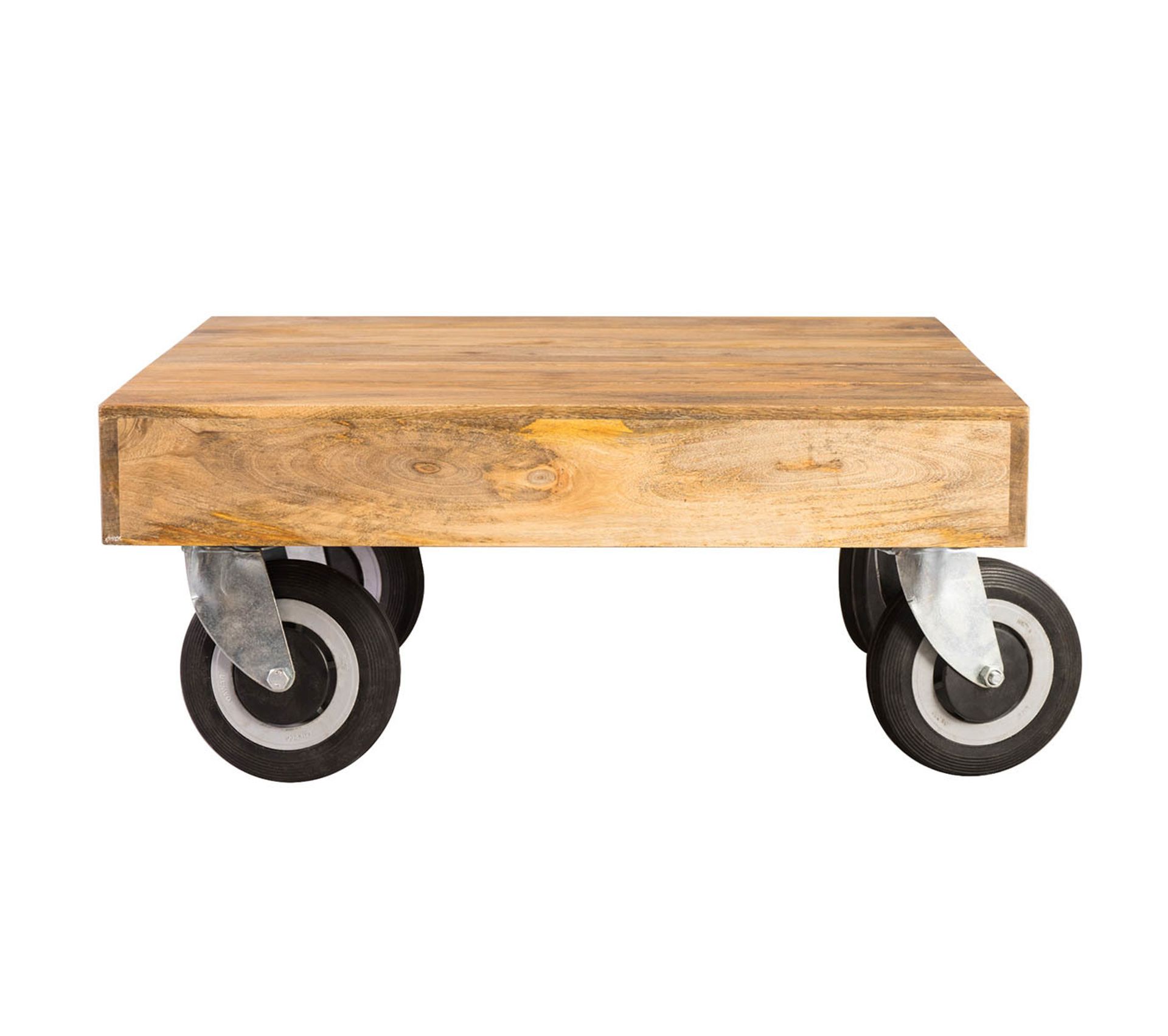 Table Basse Design Industrielle Carrée À Roulettes L80 X L80 Cm Atelier