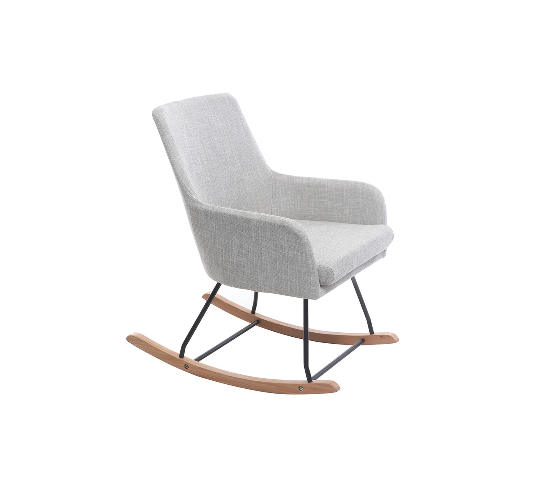 Fauteuil Rocking Chair Design En Tissu Gris Clair Shana Fauteuil BUT
