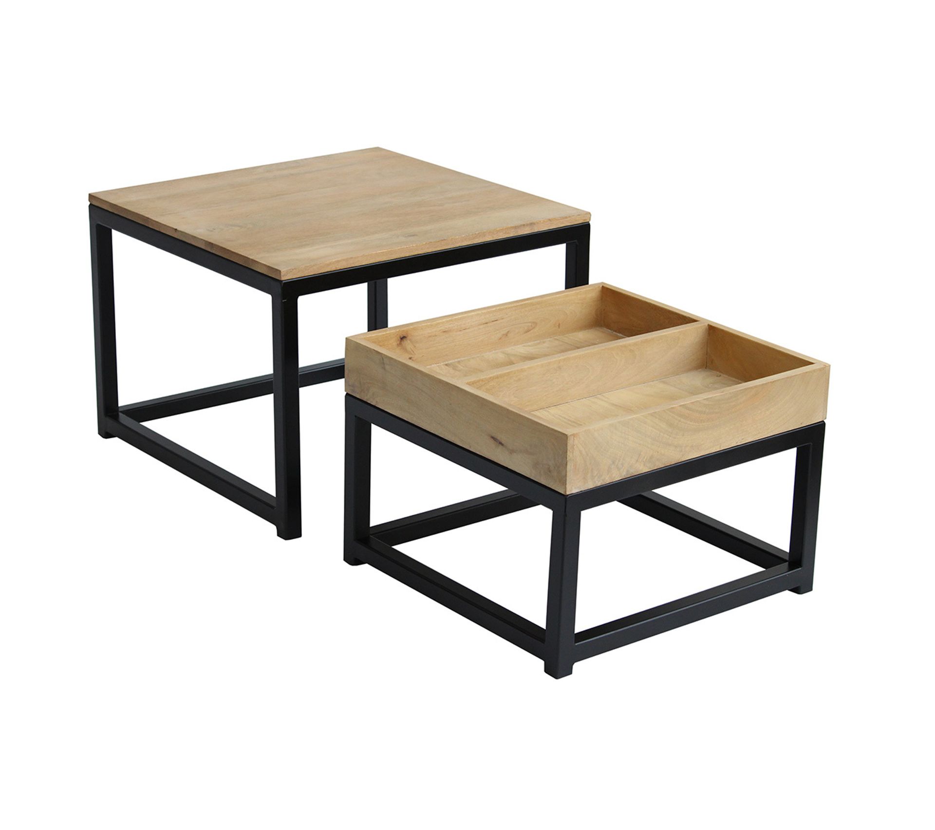 Tables Basses Gigognes Carrées En Manguier Et Métal (lot De 2) Factory
