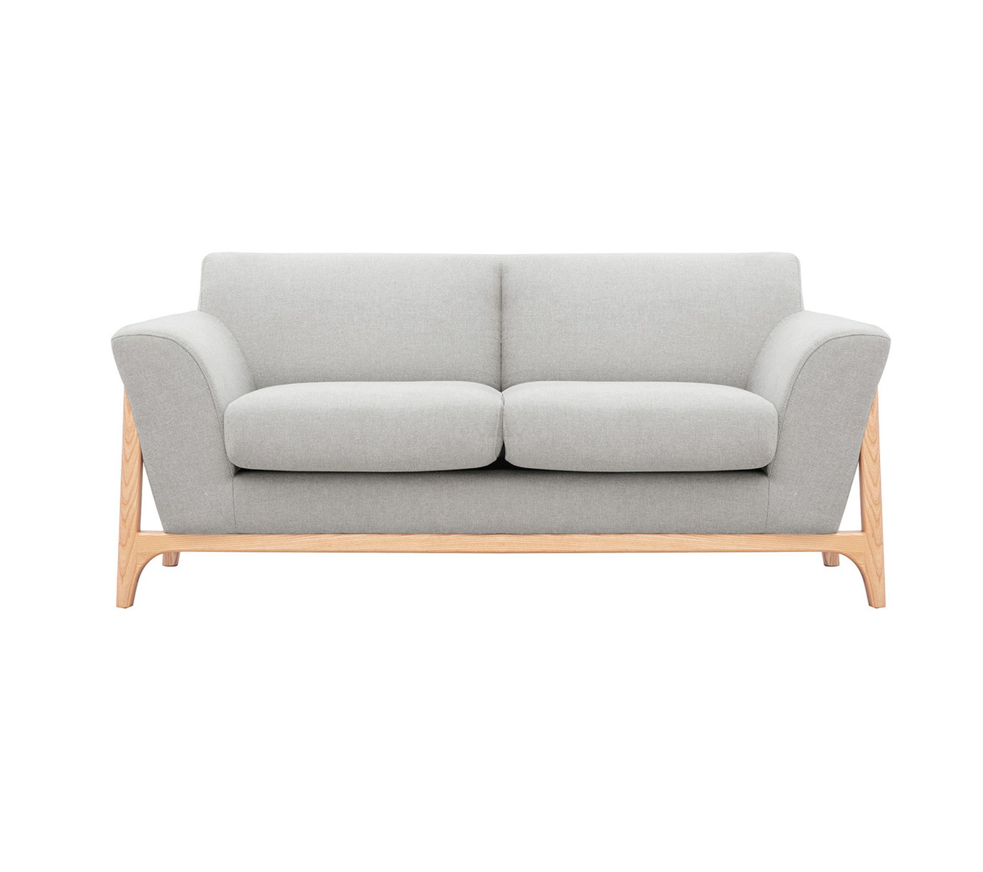 Canapé Scandinave 2 Places En Tissu Vert De Gris Et Bois Clair Fjord