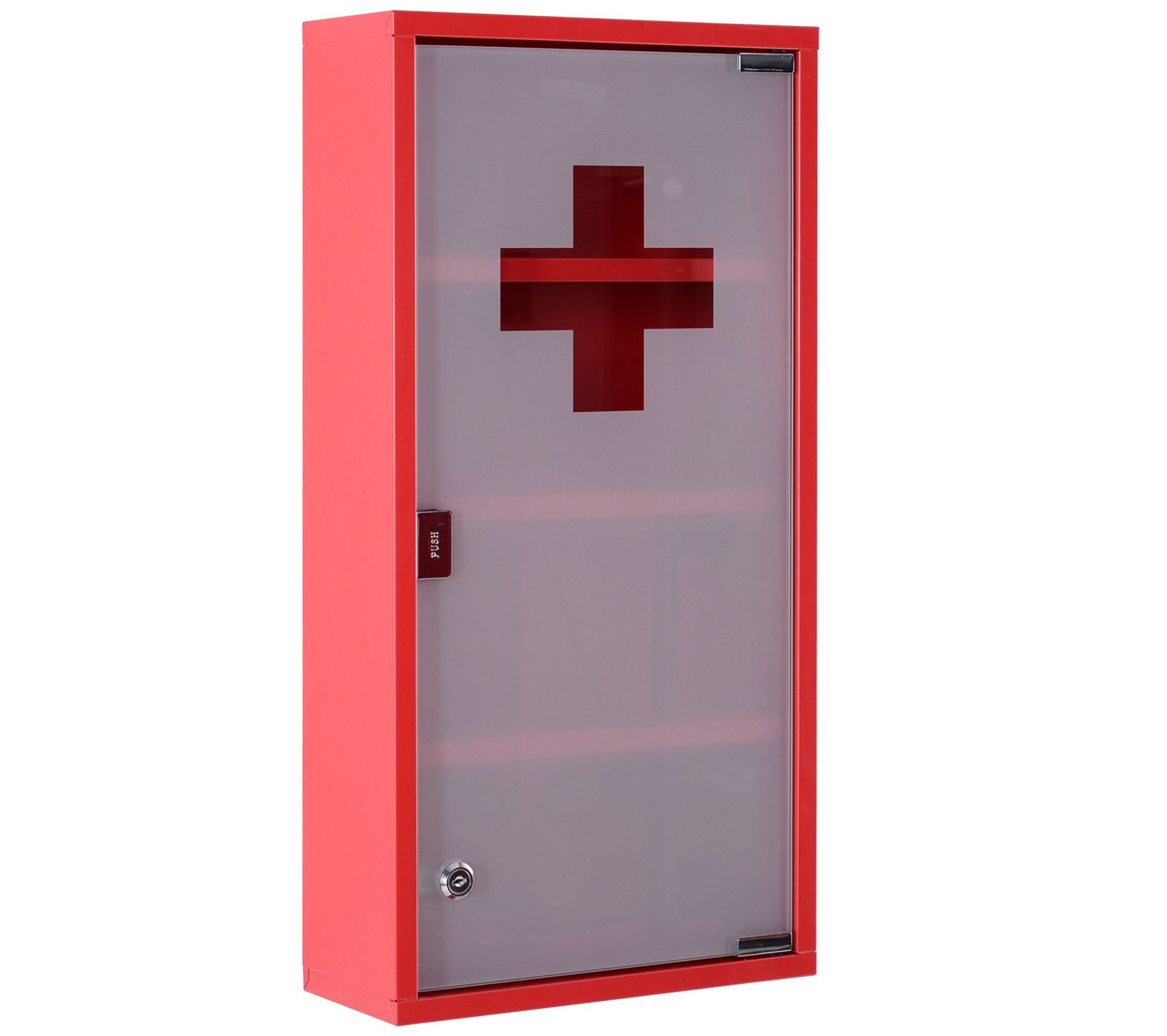 Armoire à Pharmacie Inox Avec Verre - 30x12x57.5cm, 4 Compartiments, 2 Clés, Pour Salle De Bain