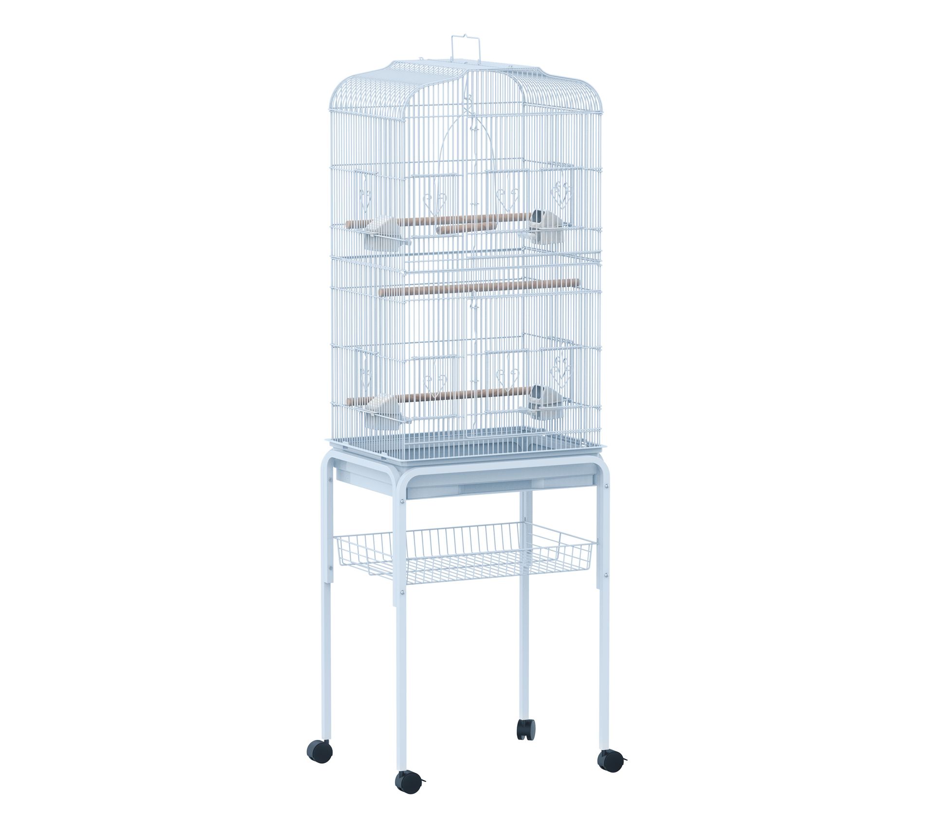 Grande Voliere Avec Mangeoires Blanc Oiseau But