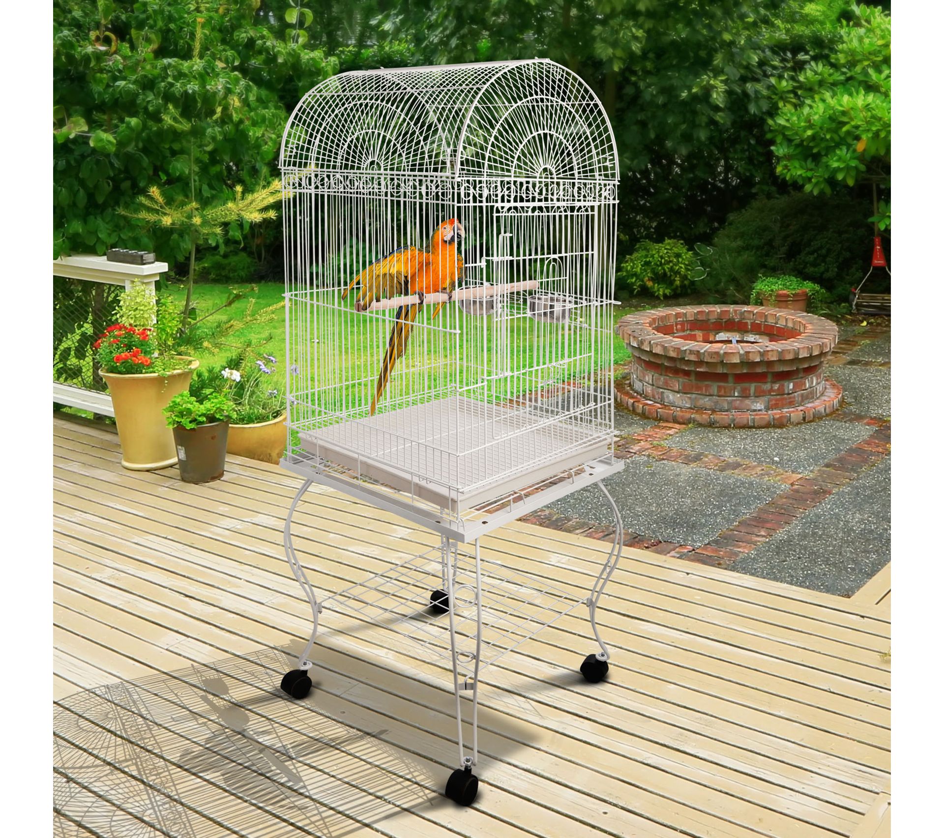 Volière Cage À Oiseaux Design 54l X 54l X 153h Cm Blanc Oiseau BUT