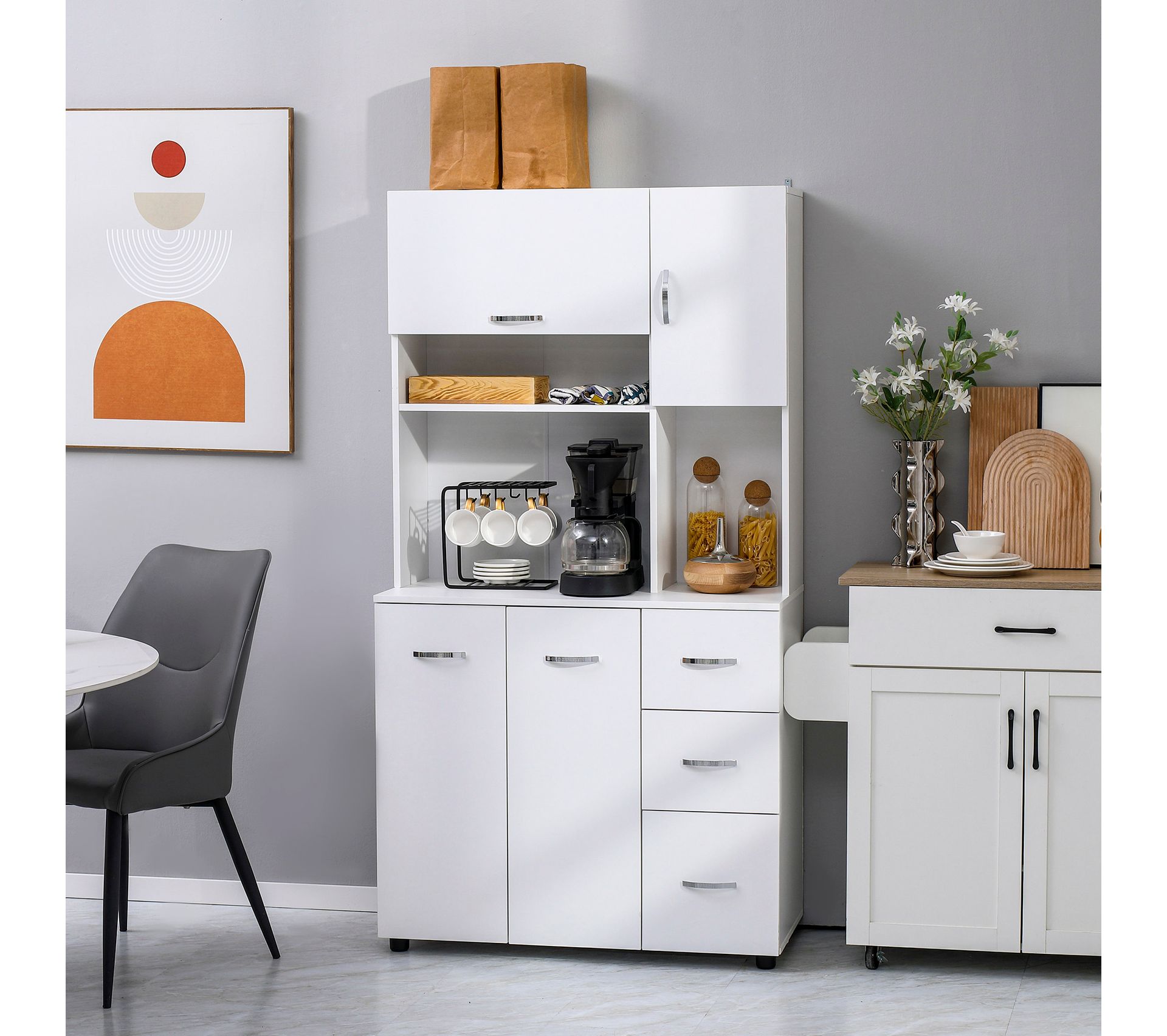 Armoire De Cuisine Multirangements Mdf Blanc Buffet de cuisine BUT