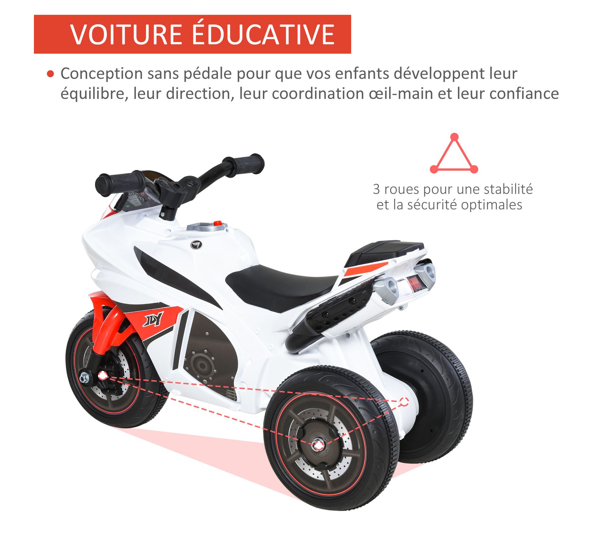 Bibliotheque Enfant Porteur Moto HOMCOM Pour Enfants Avec