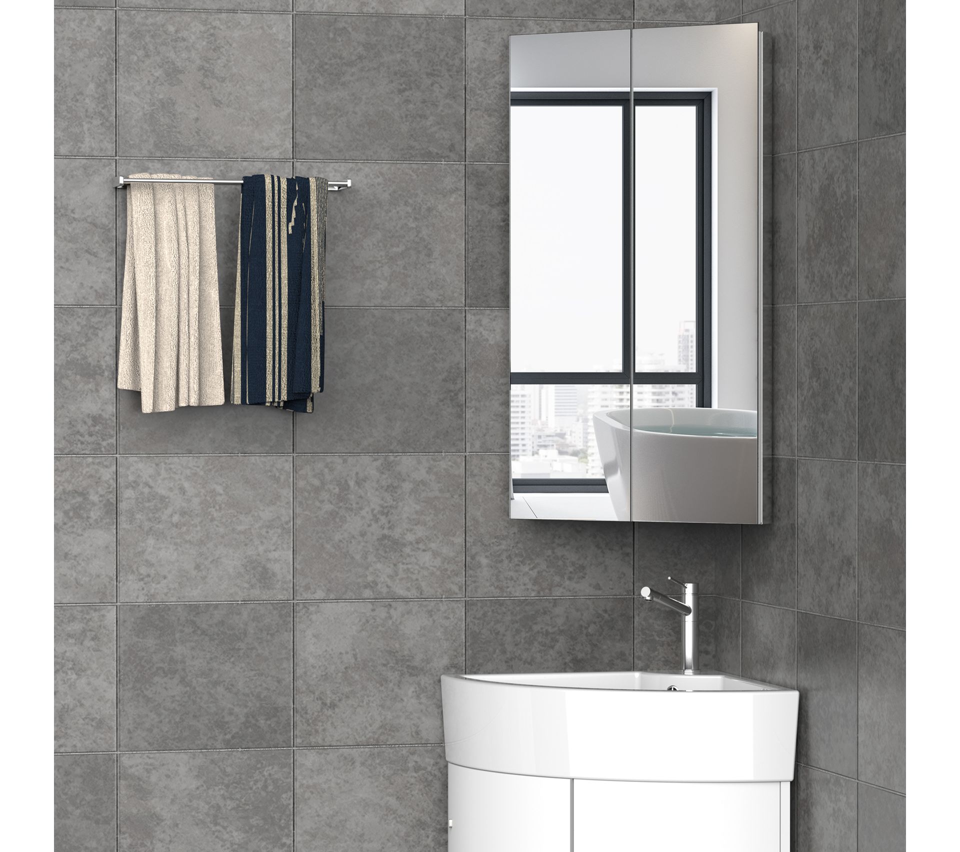 Armoire Miroir D'angle Rangement Salle De Bain Toute l'offre meuble