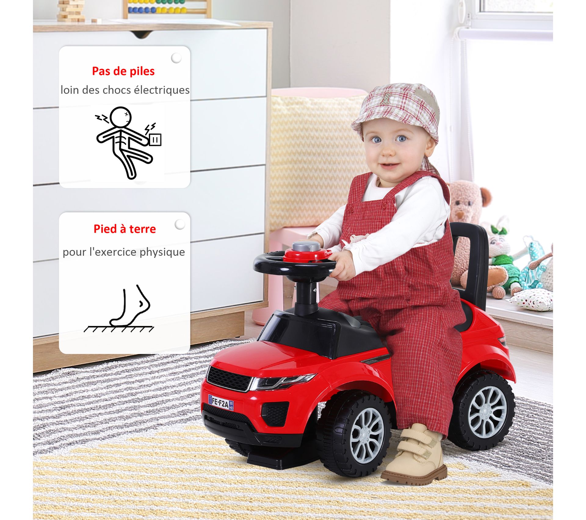 Voiture Porteur Enfant En Mousse PU - 29x17x30 Cm, Charge Max 40 Kg, à Partir De 1 An, Roulage Avant/arrière