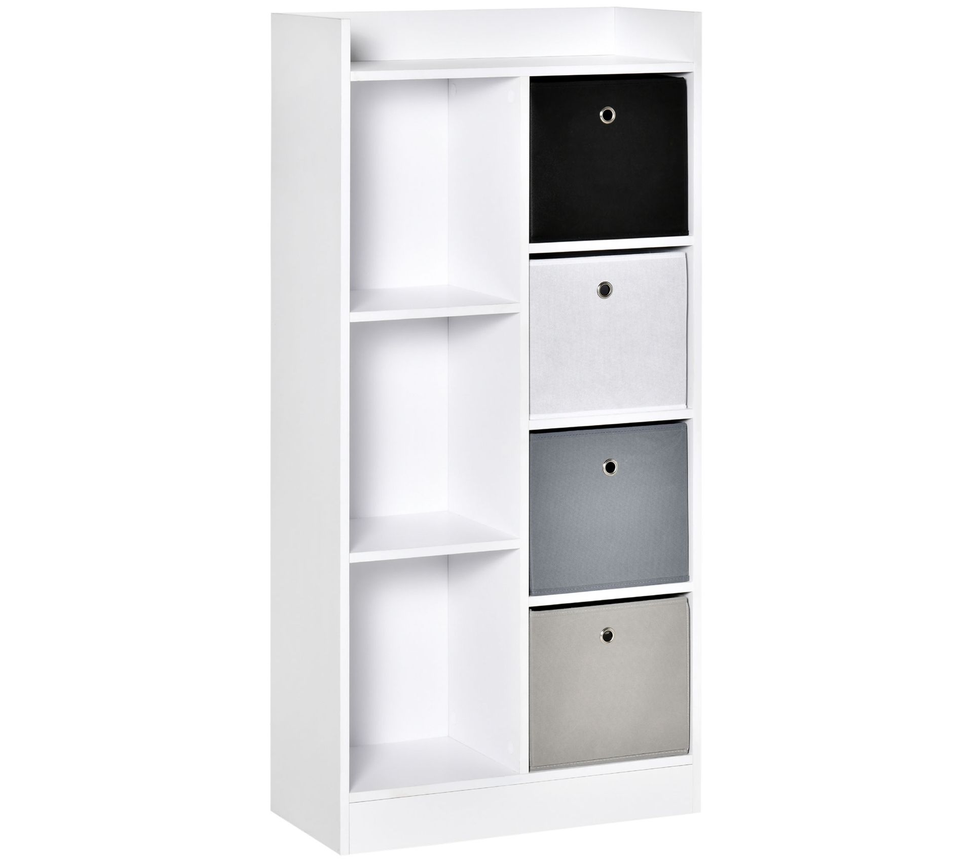 Meuble De Rangement Blanc 3 Niches + 4 Tiroirs Non Tissé Bibliothèque