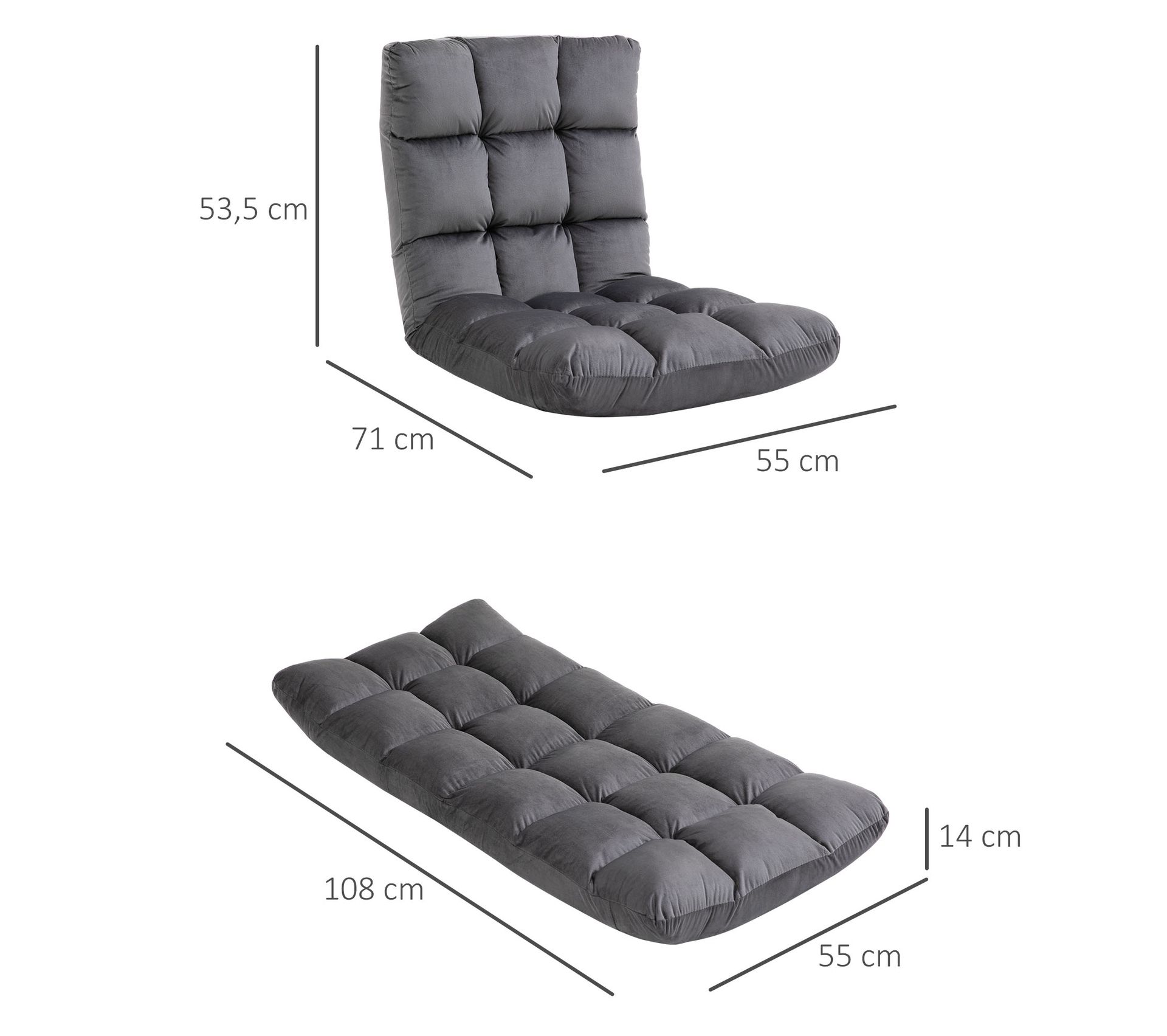 Pouf Convertible DreamNest - Housse En Faux Cachemire, Transformable En Canapé-lit, 1-2 Places, Modulable