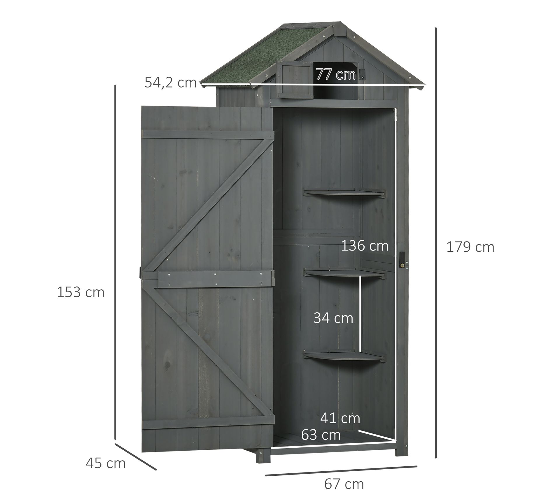 Armoire De Jardin 3 Étagères 2 Portes Loquets Bois Sapin Abri de