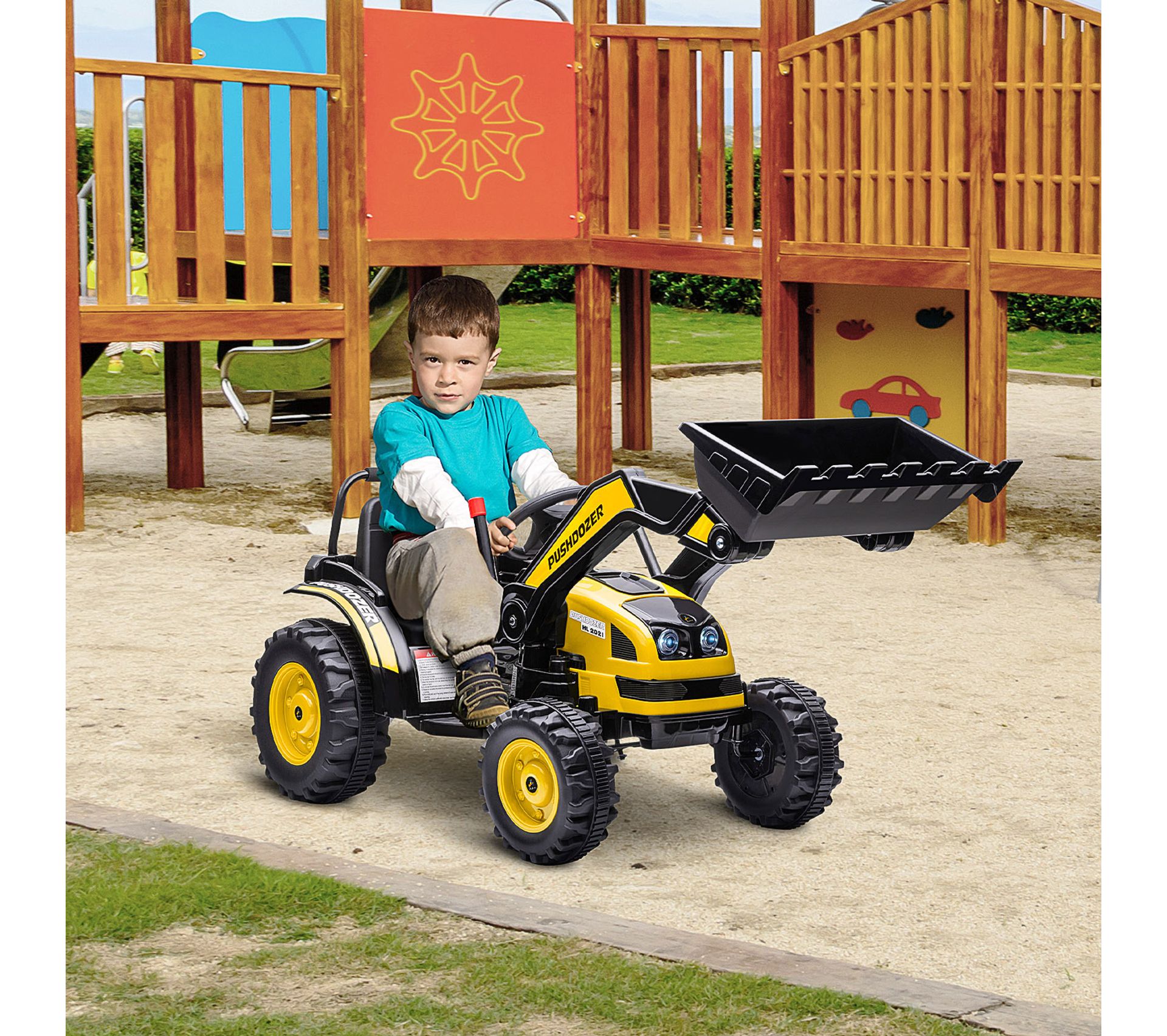 Tracteur Tractopelle Électrique Enfant 6v Effets Lumineux Sonores