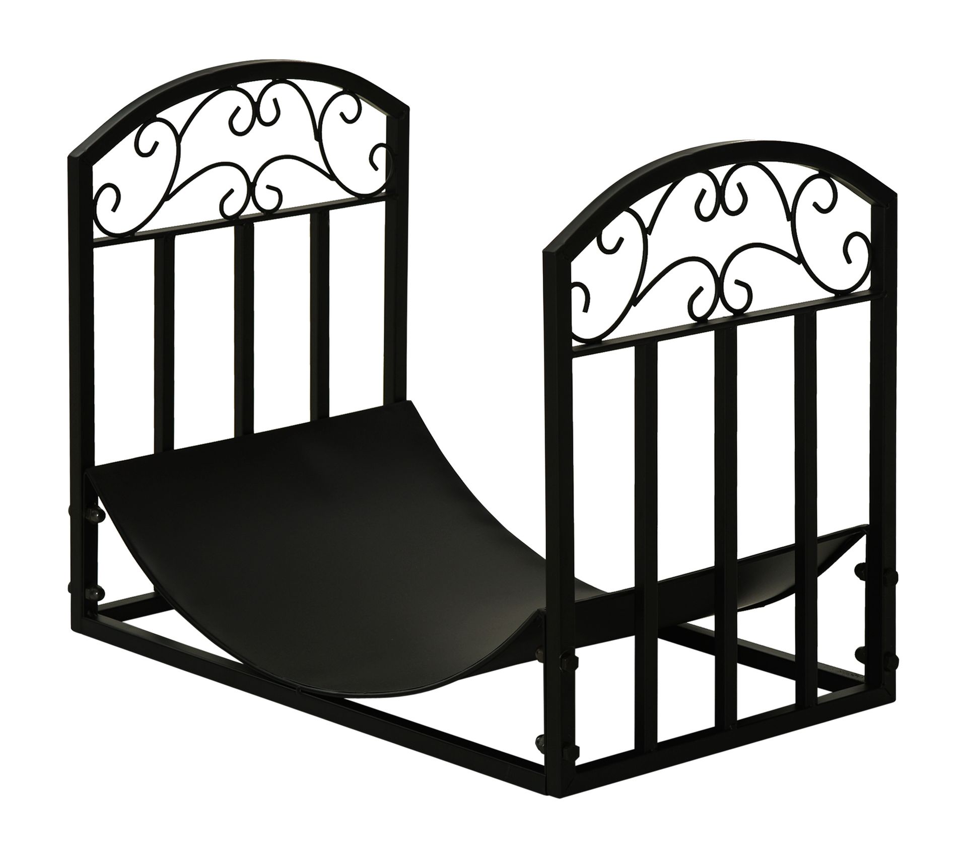 Porte-bûches En Fer Forgé Noir - Support Avec Pieds, Dimensions 20x45,5x36 Cm, Pour Cheminée Ou Poêle