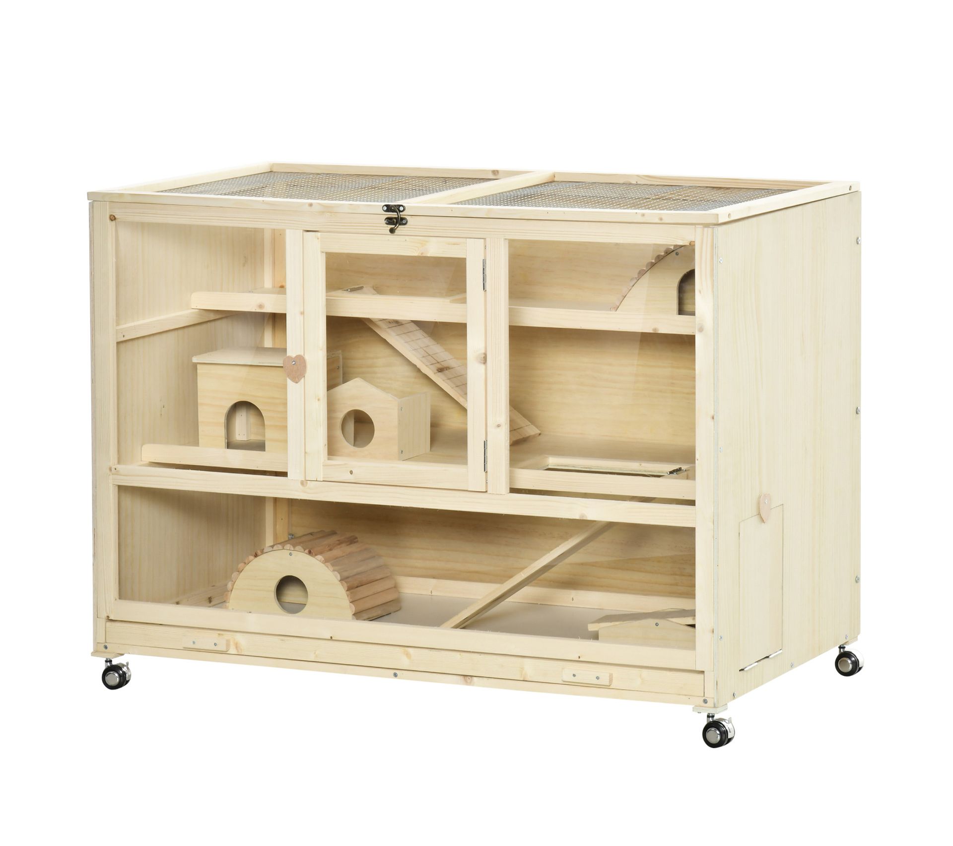 Cage Xxl 3 Niveaux Sur Roulettes Pour Rongeurs Multiéquipement