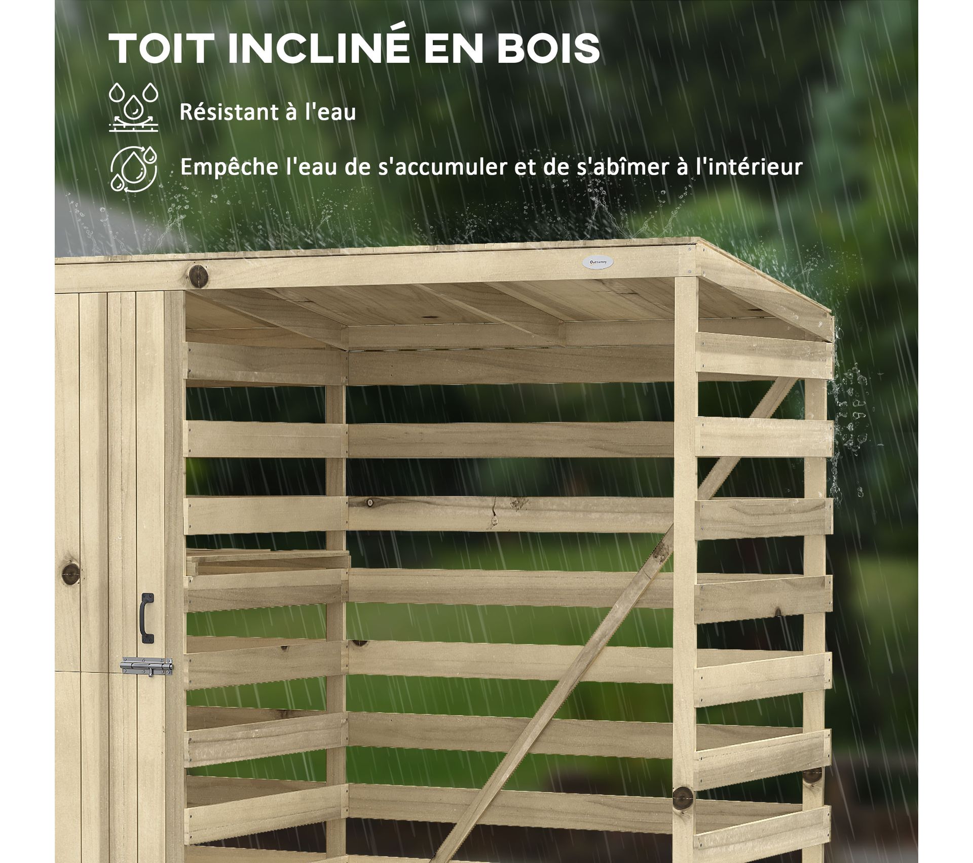 Armoire Abri De Jardin Rangebûches, Porte Bois De Sapin Autoclave