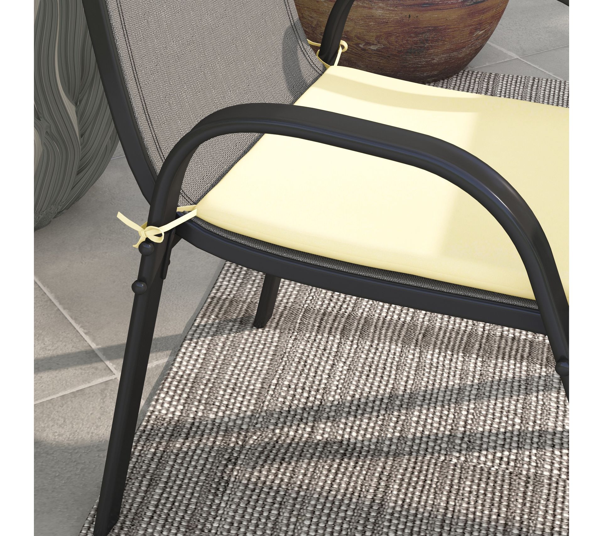 Lot De 6 Coussins De Chaise Rembourrés 6 Cm - Housses Avec Lacets, Intérieur/extérieur, 70% Coton