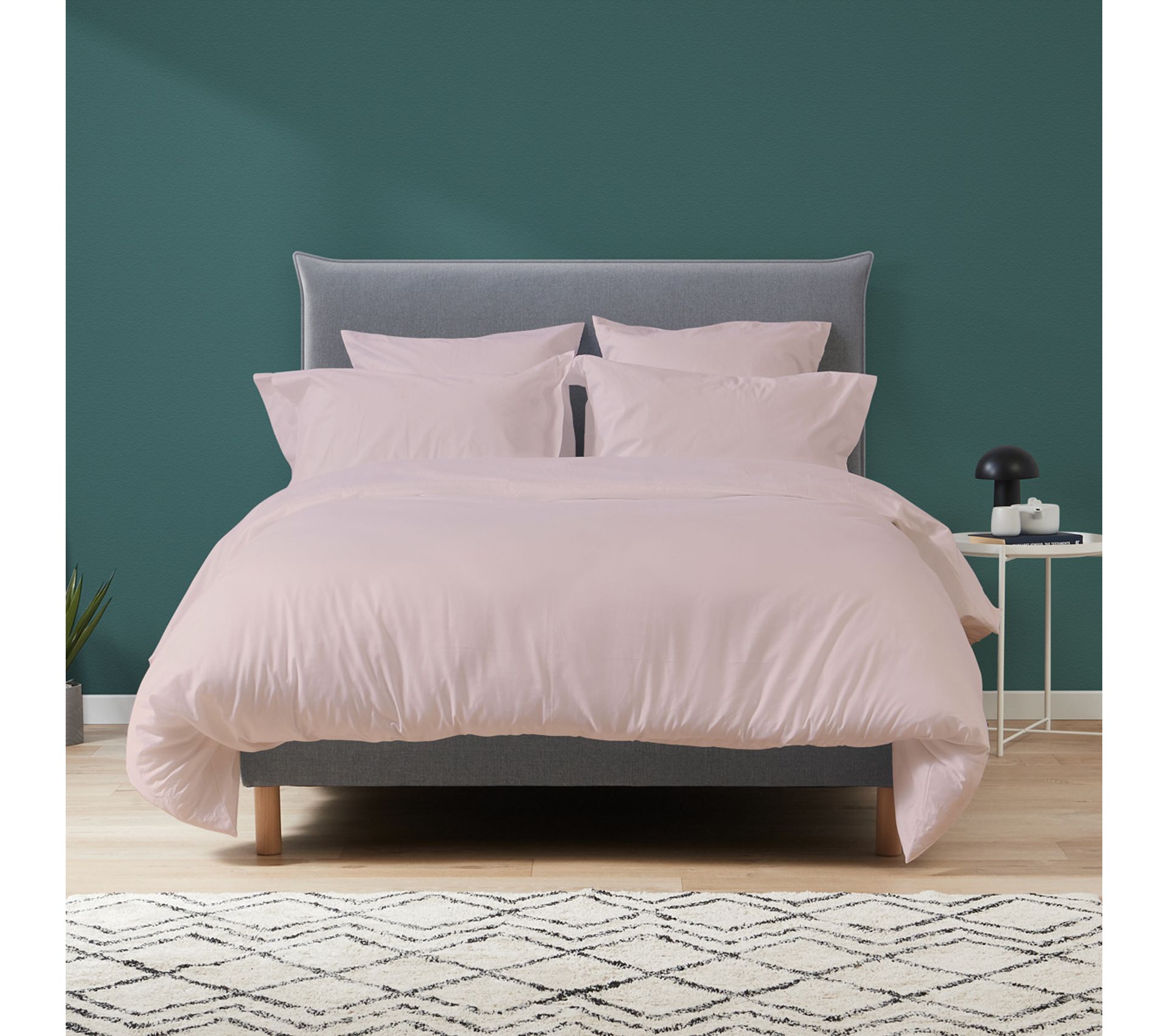 Housse De Couette Percale Rose Poudre 240x220 Cm - Housse de couette