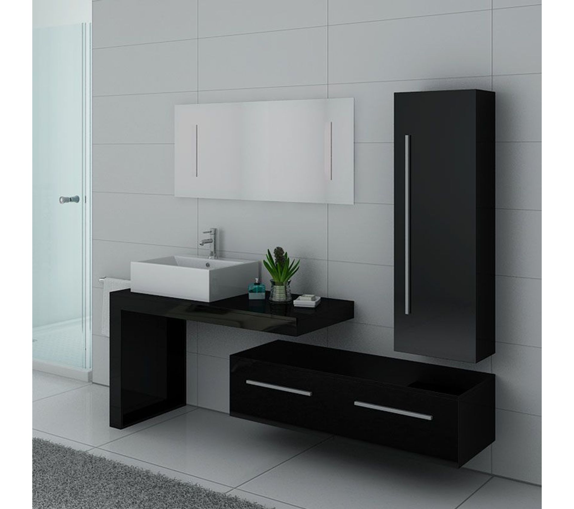 Meuble De Salle De Bain Dis9250 Noir Ensemble Meuble De Salle De Bain But