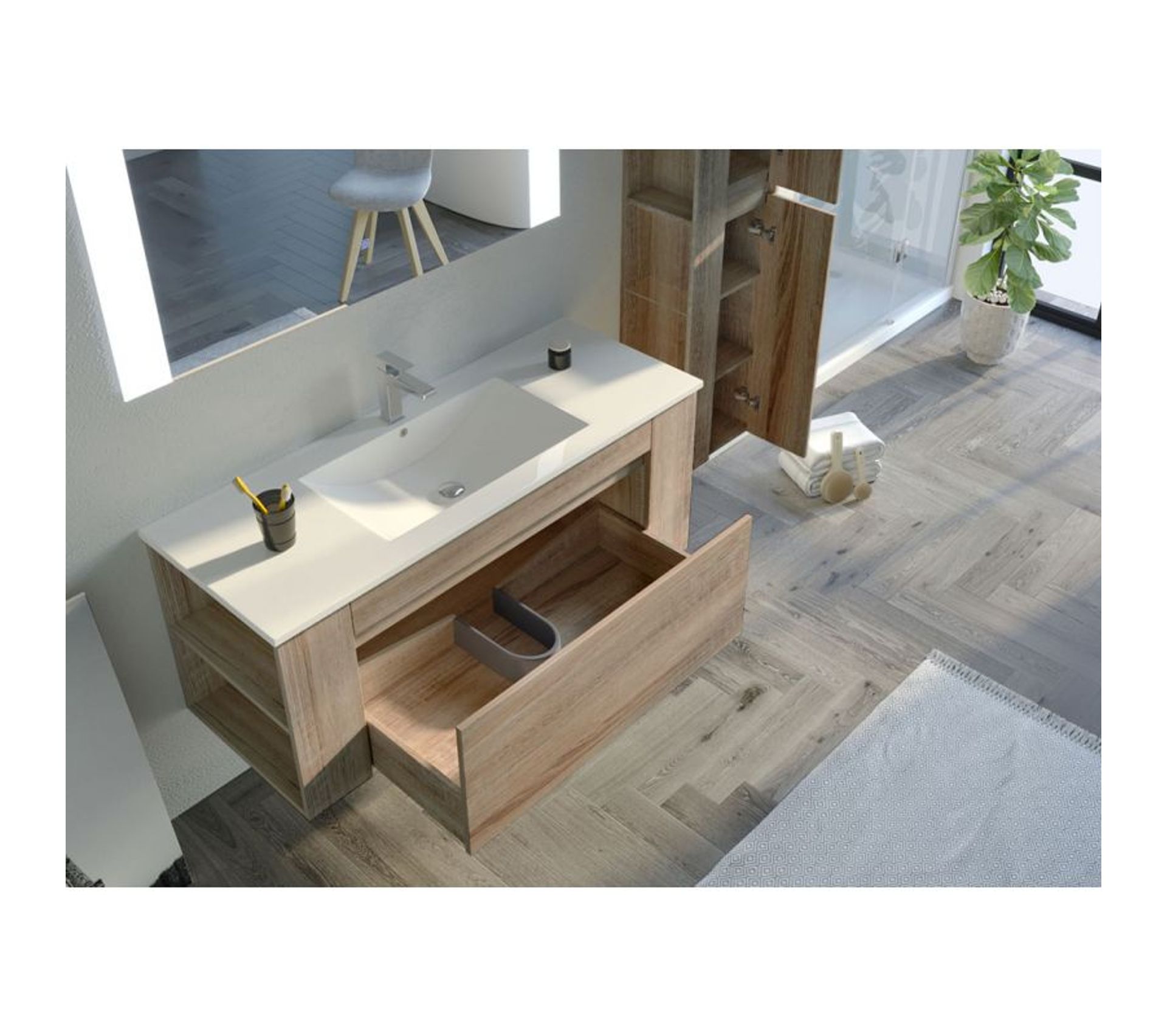 Meuble De Salle De Bain Bovalino 1200 Scandinave Ensemble meuble de