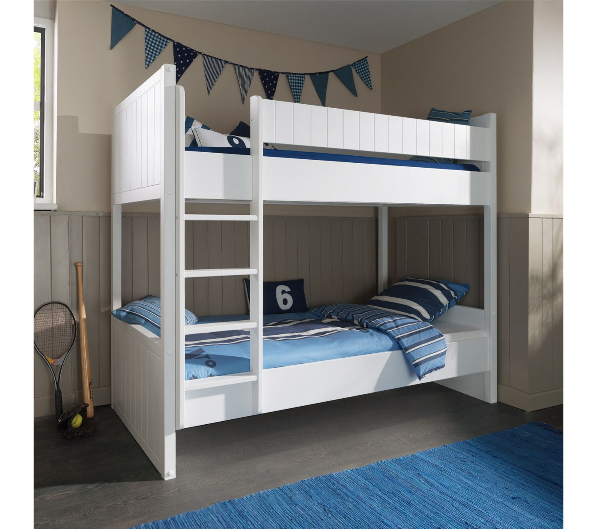 Lits Superpos s R versibles 90x200cm Effet Lambris Blanc Cleo Lit 