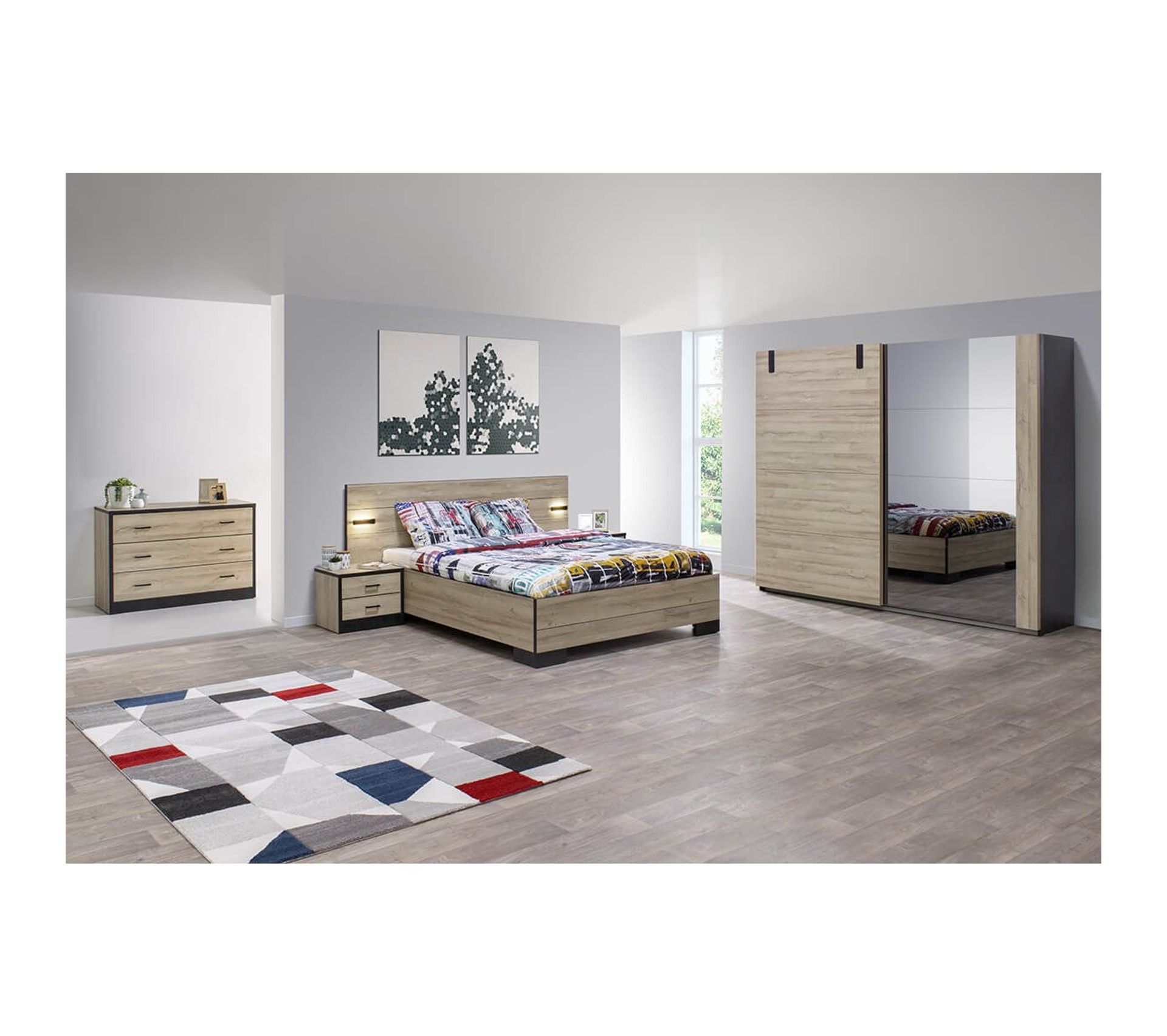 Chambre Complète 160x200 cm Avec Armoire 245cm - Eleos - Chambre adulte
