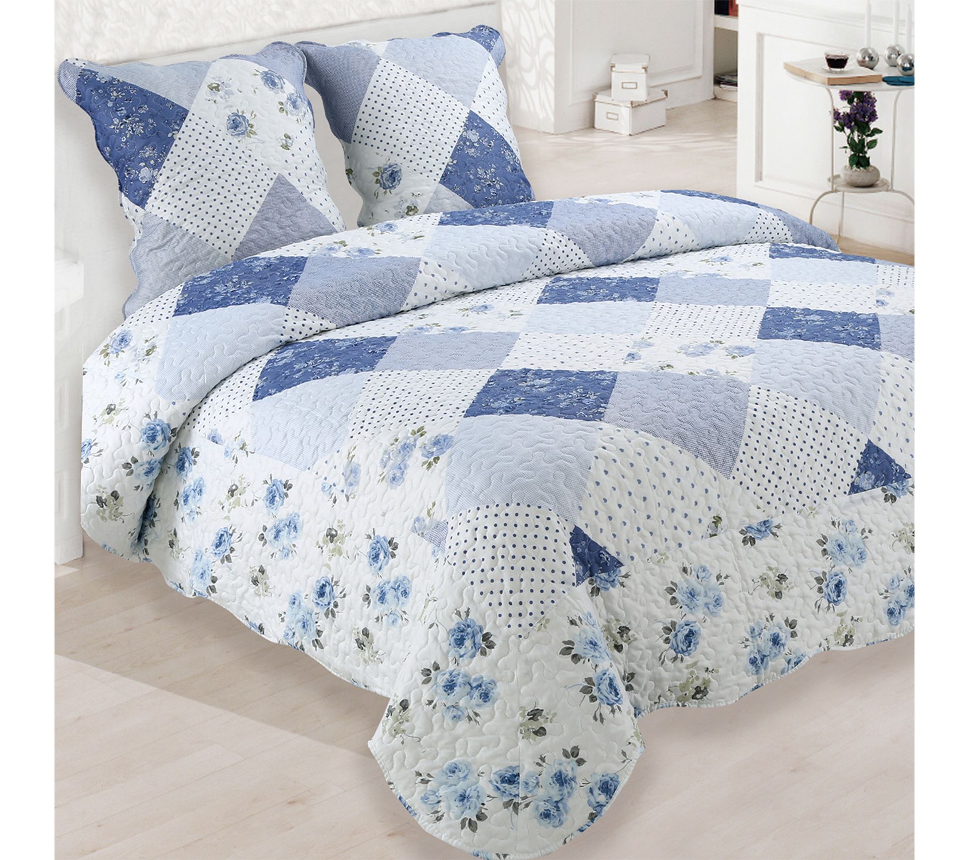 Couvre Lit Patchwork Bleu But