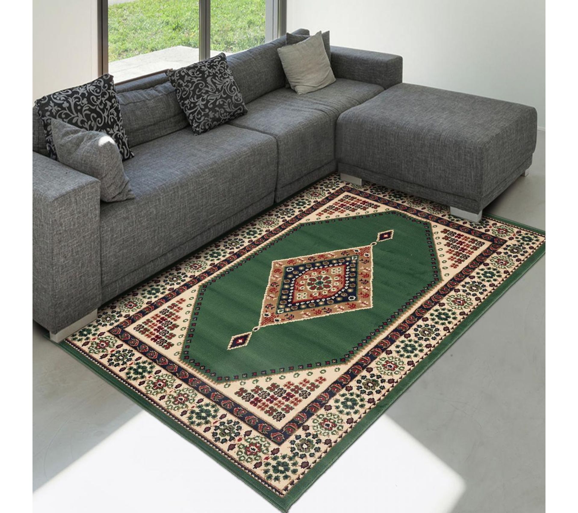  Tapis  D orient  Rectangulaire Bc Medaillon 60x110 Vert 