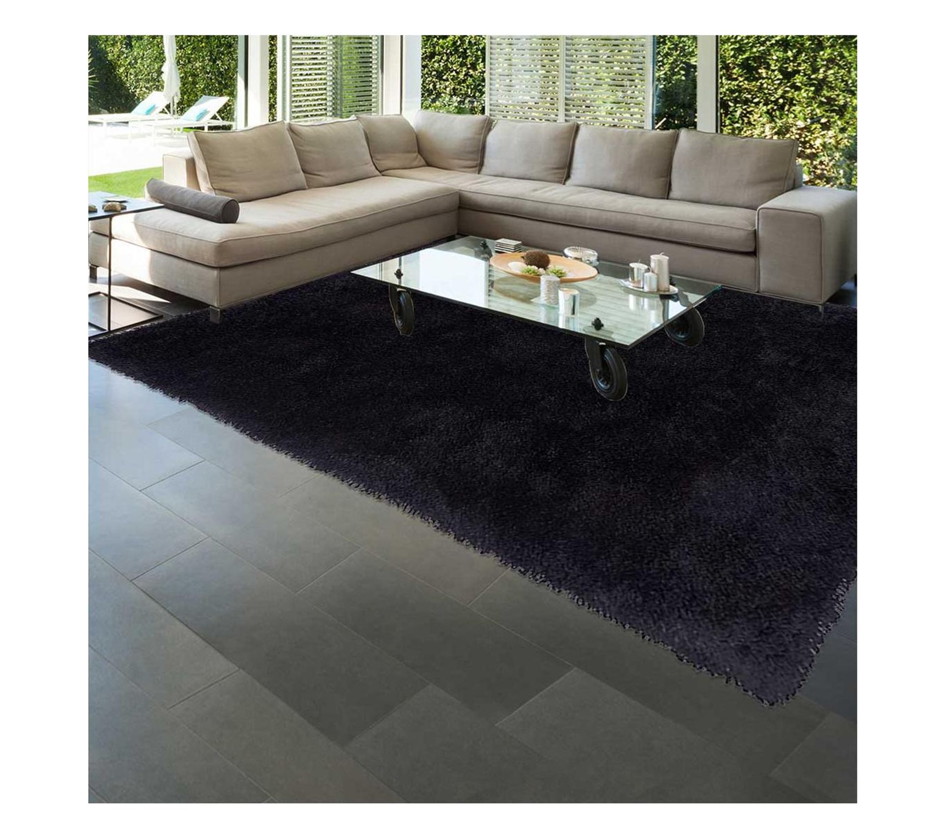 Tapis Moderne Rond Shaggy Luxe 140x140 Rond Noir - Tapis ...