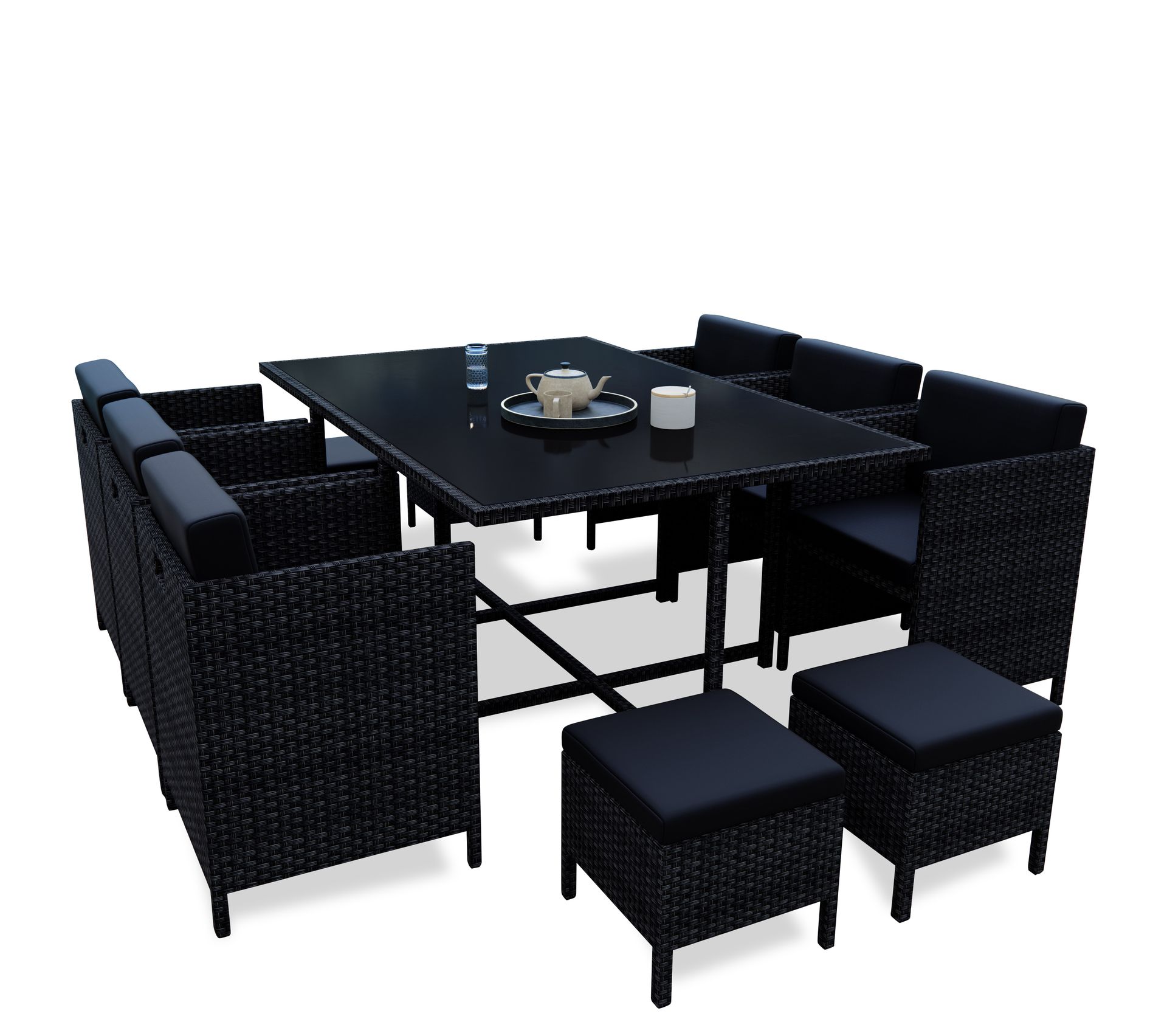 Munga 10 Places Ensemble Encastrable Salon / Table De Jardin Résine