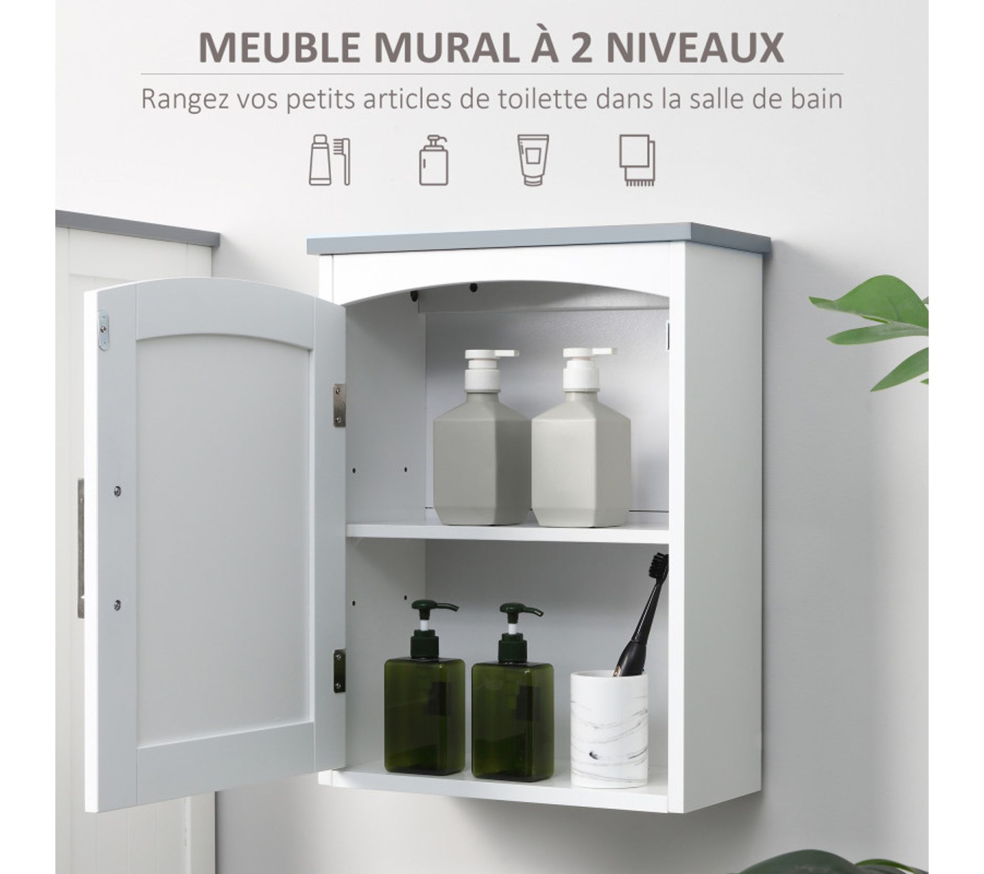 Armoire Murale Newcastle Blanche Et Grise Accessoire pour meuble de séjour BUT