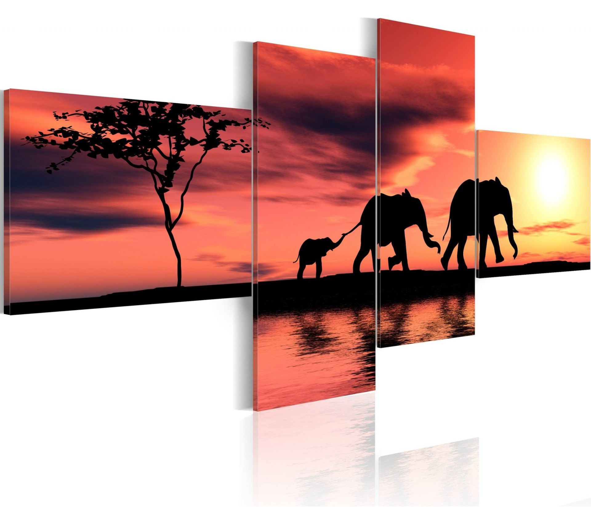 Tableau Maman Papa Et Bebe Elephant 0 X 90 Cm Tableau Toile But