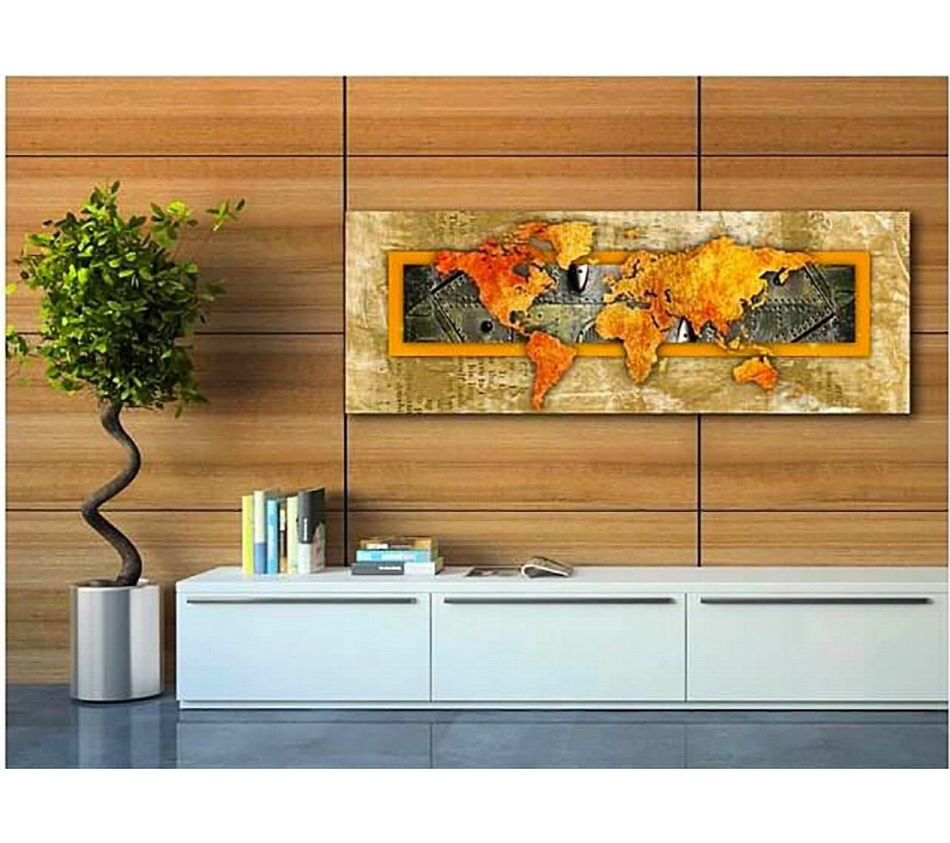 Tableau Carte Orange Du Journal Du Monde 90 X 30 Cm Orange Tableau