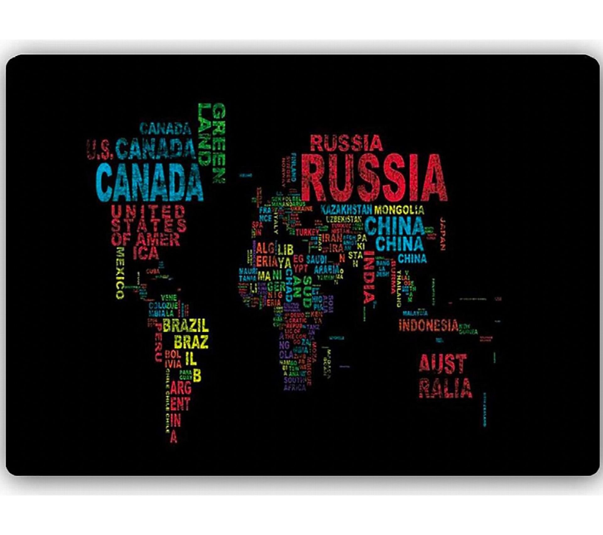 Plaque Acier Déco Carte Du Monde Avec Des Sous Titres 30 X 20 Cm