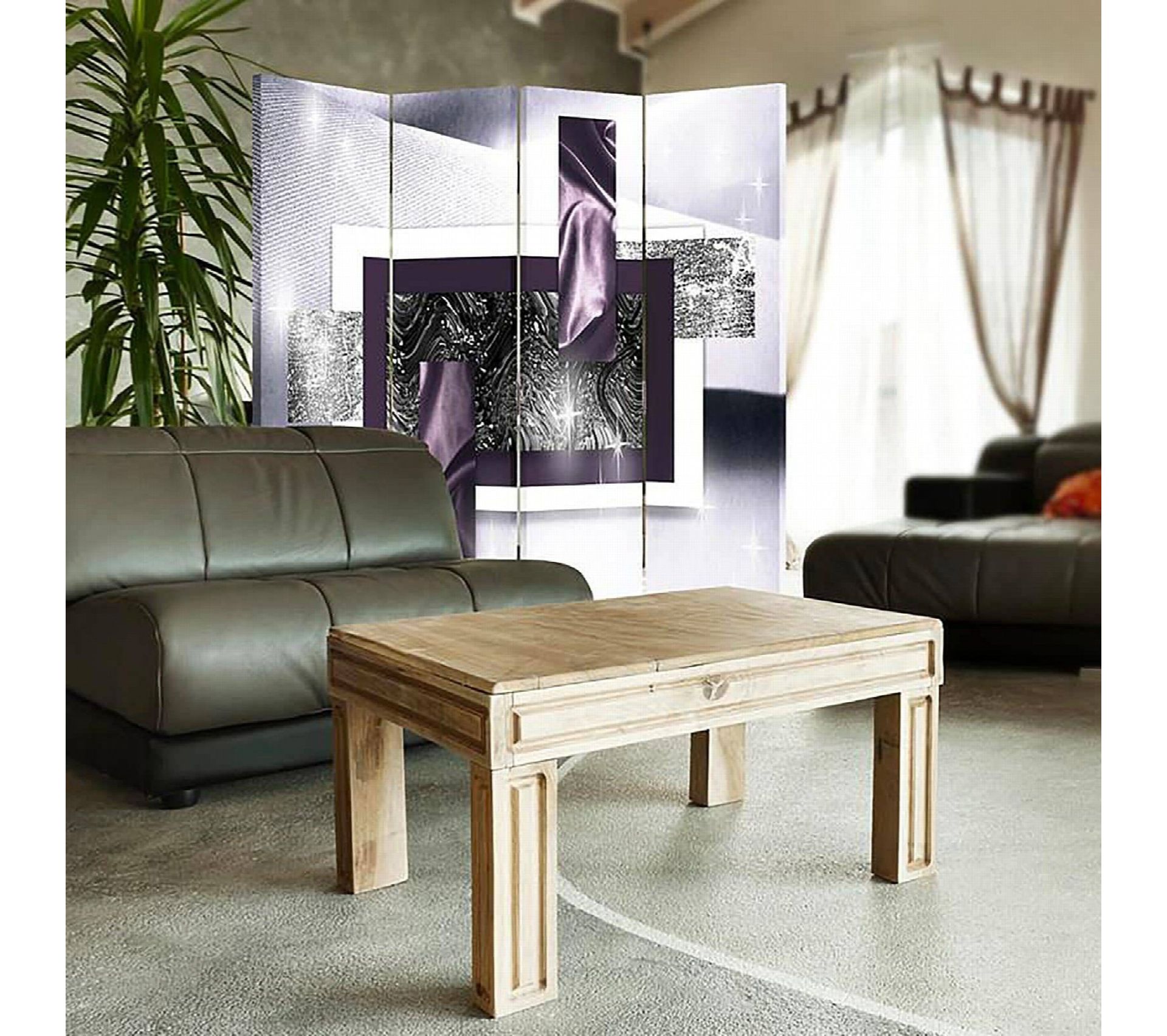 Paravent 4 Volets Espace Abstrait 145 X 180 Cm - 2 Faces R° V° + 360