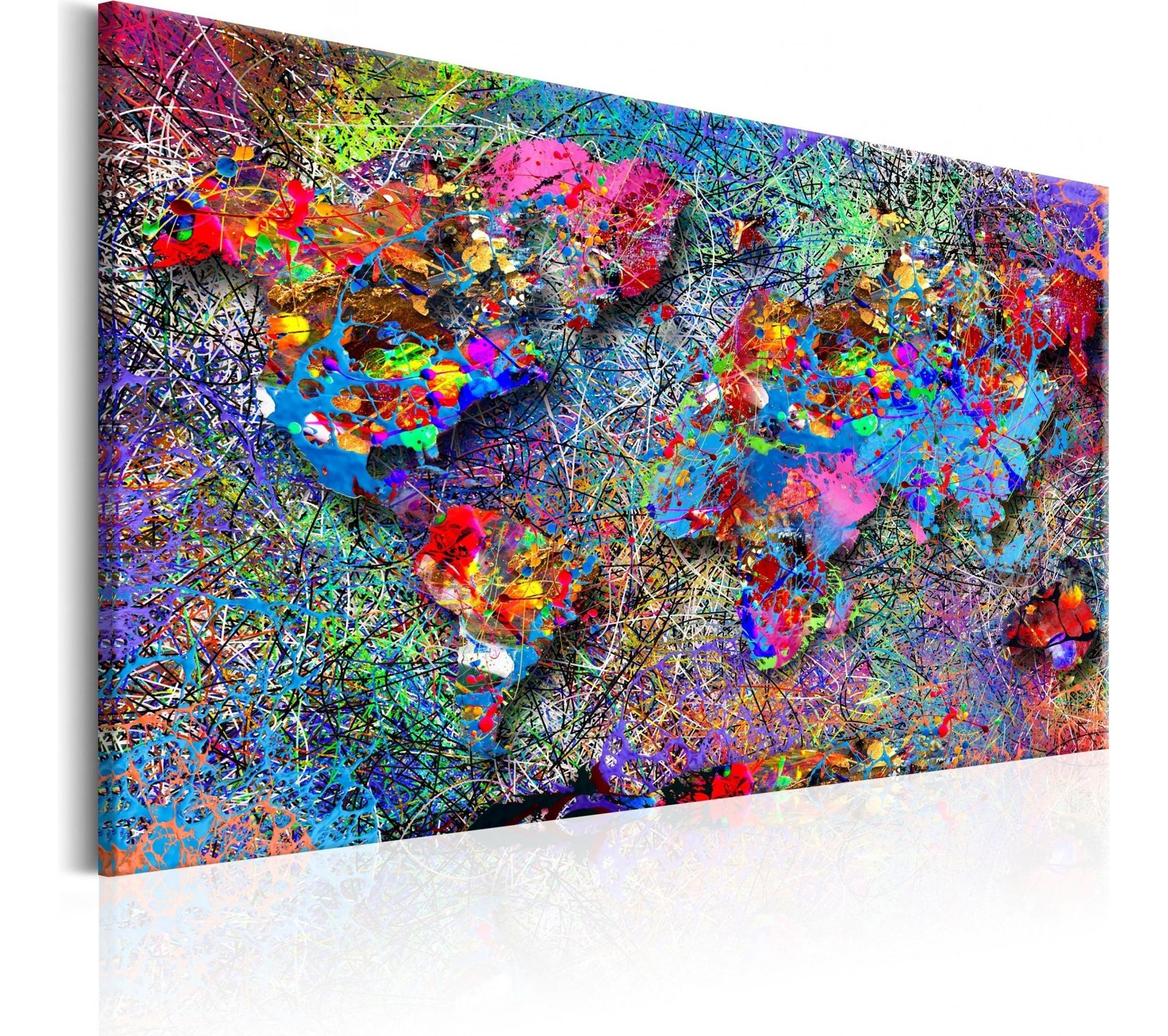 Tableau Map Jackson Pollock Inspiration 90 X 60 Cm Tableau Toile BUT