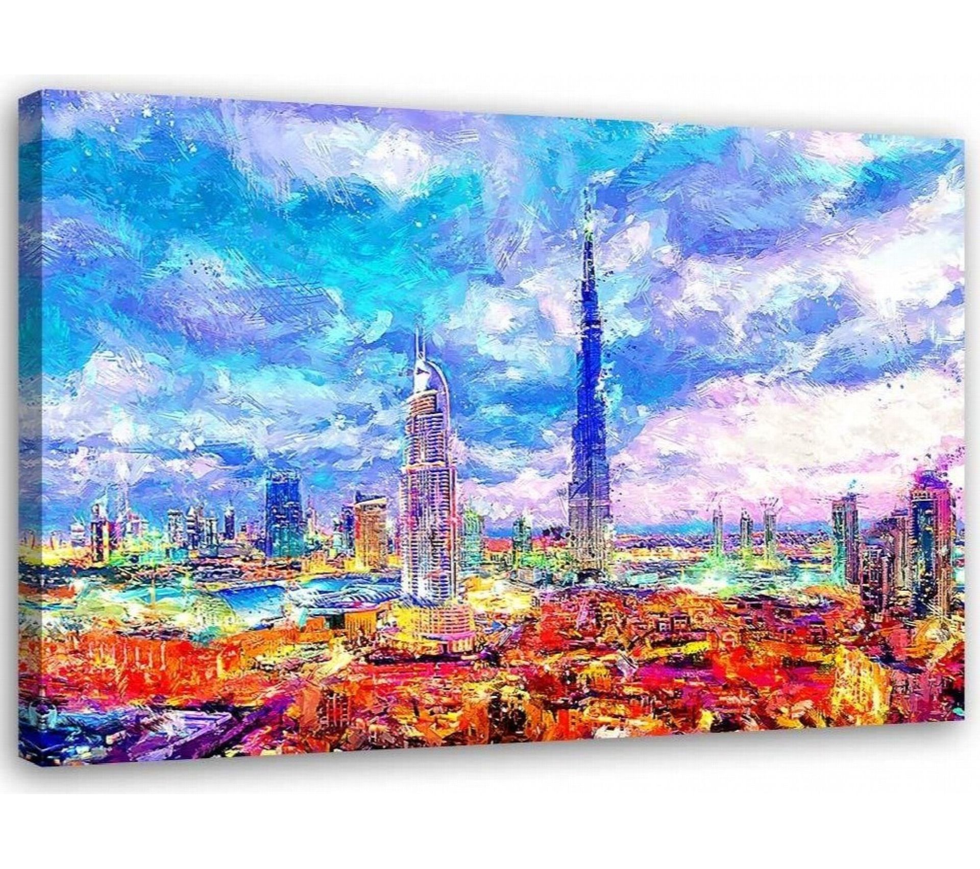 Tableau Print Dubai Canvas Wall Art Decor Watercolour 60 X 40 Cm