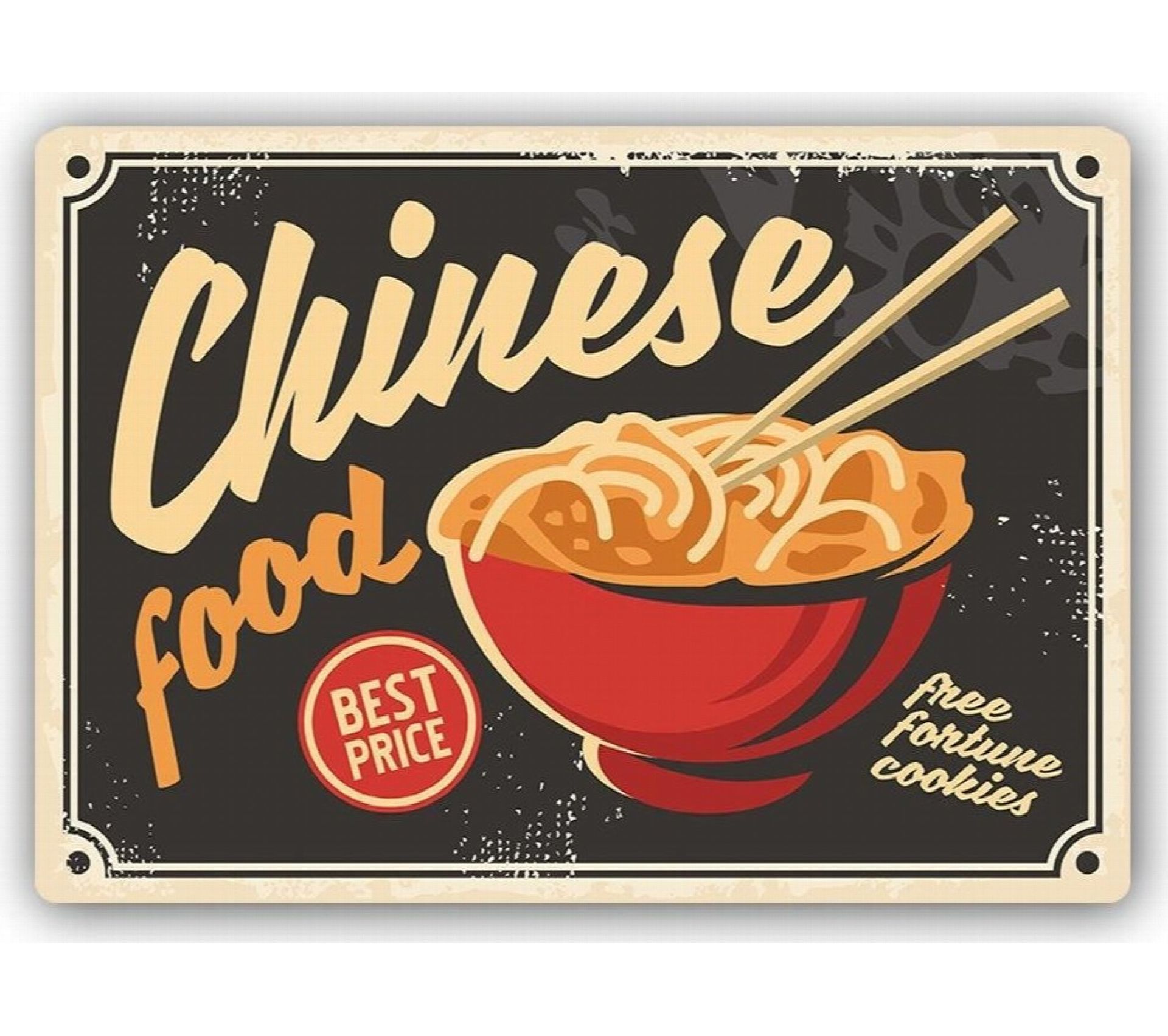 Plaque Acier Déco Retro Chinese Cuisine 15 X 15 Cm Plaque Acier Déco Retro Chinese Cuisine 15 X 15 Cm