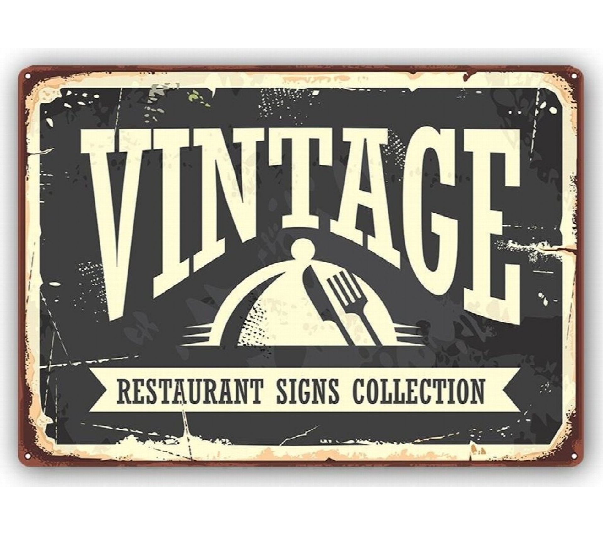 Plaque Acier Déco Retro Vintage Restaurant 70 X 50 Cm Plaque