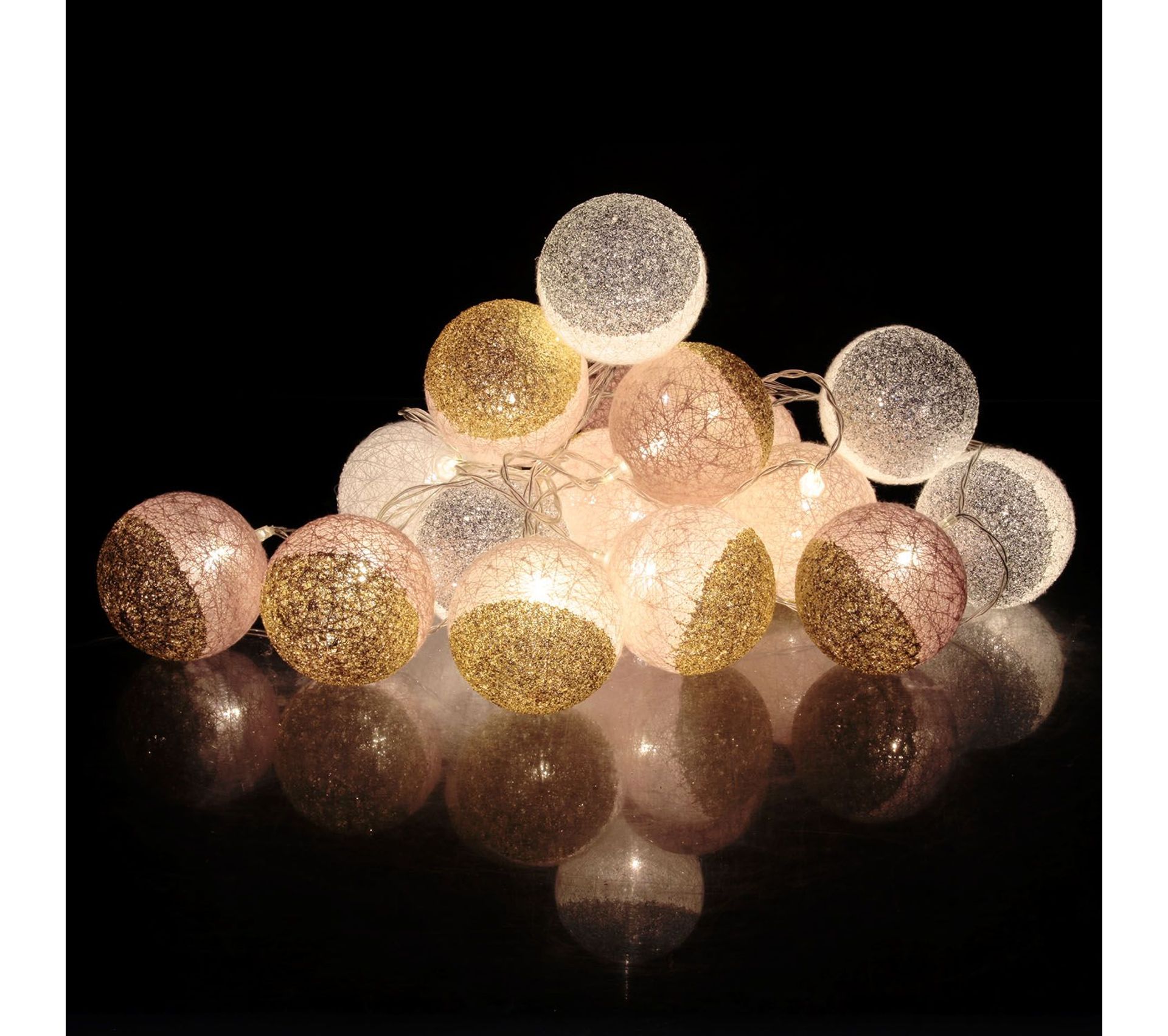 Guirlande Lumineuse 16 Led Boule Celeste L 300 Cm Rose Et Dore Guirlande Objet Lumineux But