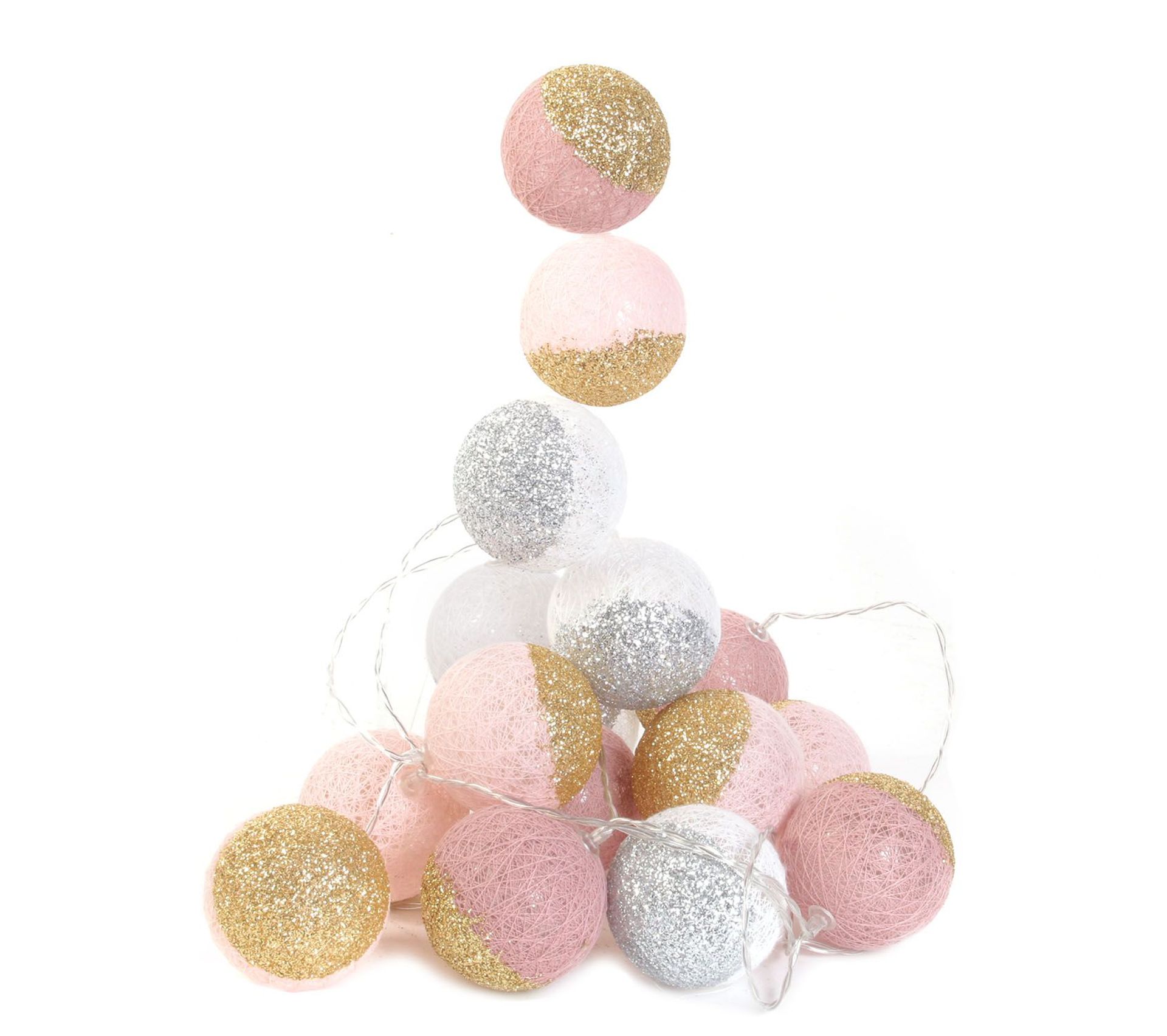 Guirlande Lumineuse 16 Led Boule Celeste L 300 Cm Rose Et Dore Guirlande Objet Lumineux But